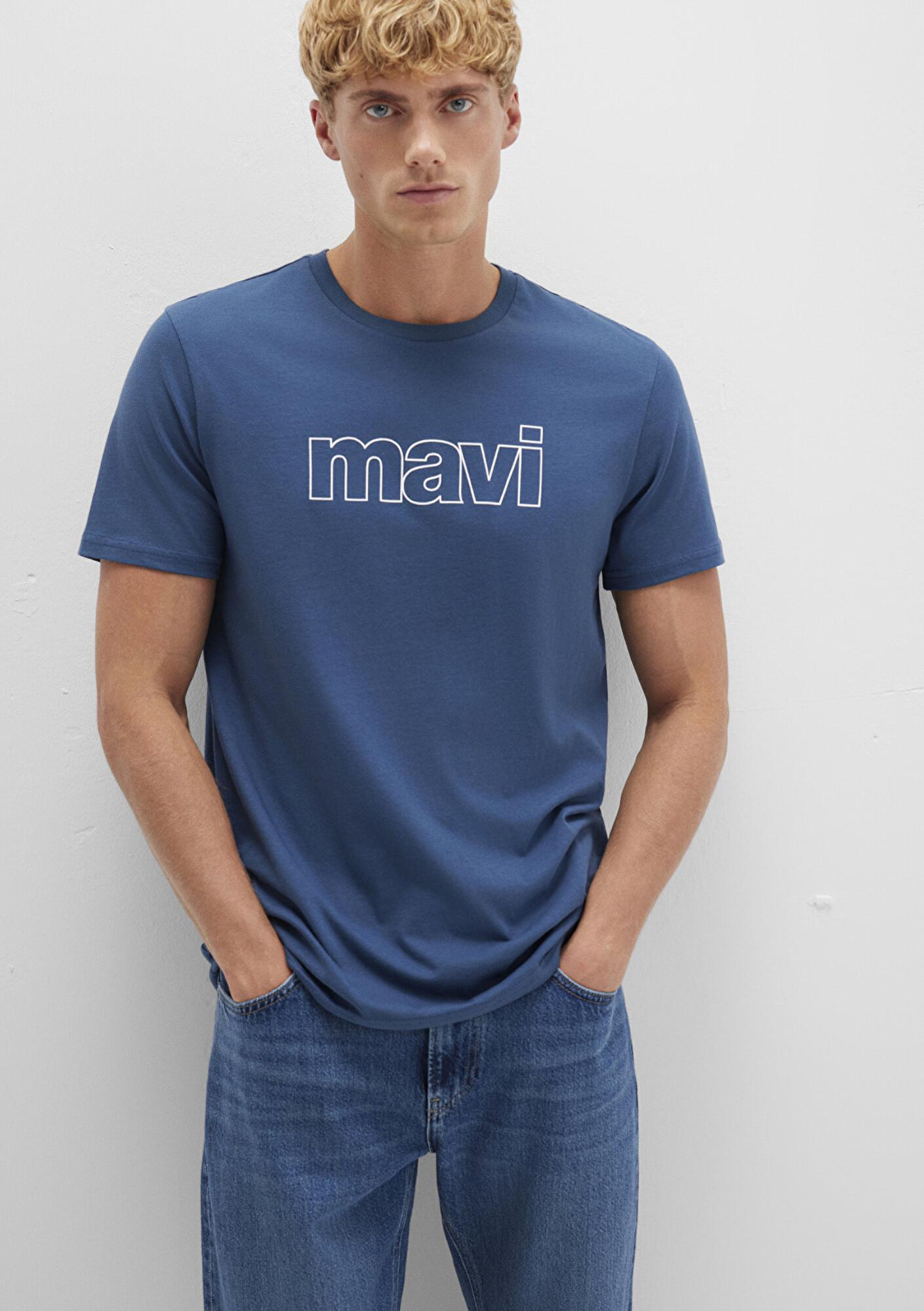 Mavi Mavi Logo Baskılı Mavi Tişört Slim Fit / Dar Kesim 065781-90609
