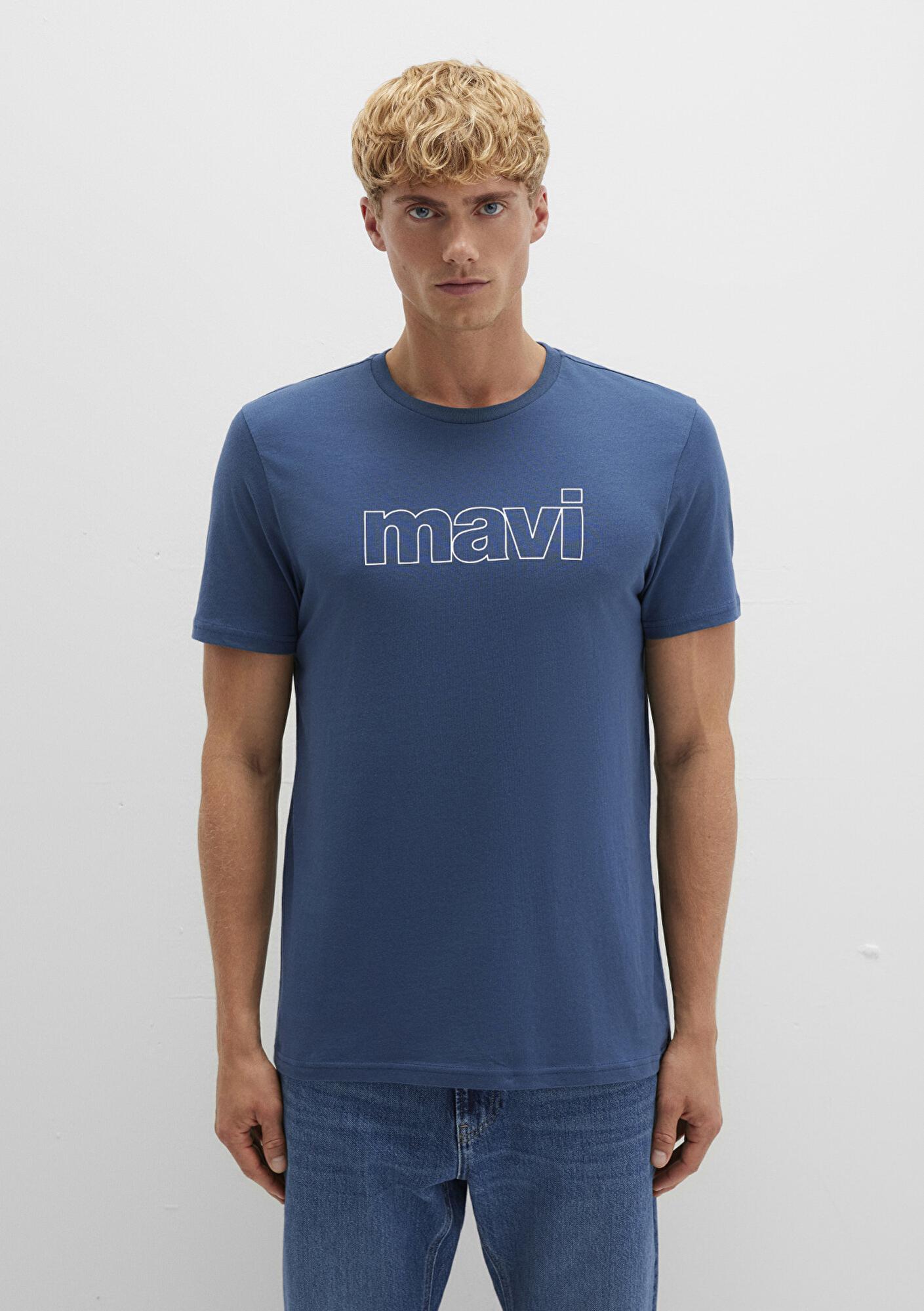 Mavi Mavi Logo Baskılı Mavi Tişört Slim Fit / Dar Kesim 065781-90609