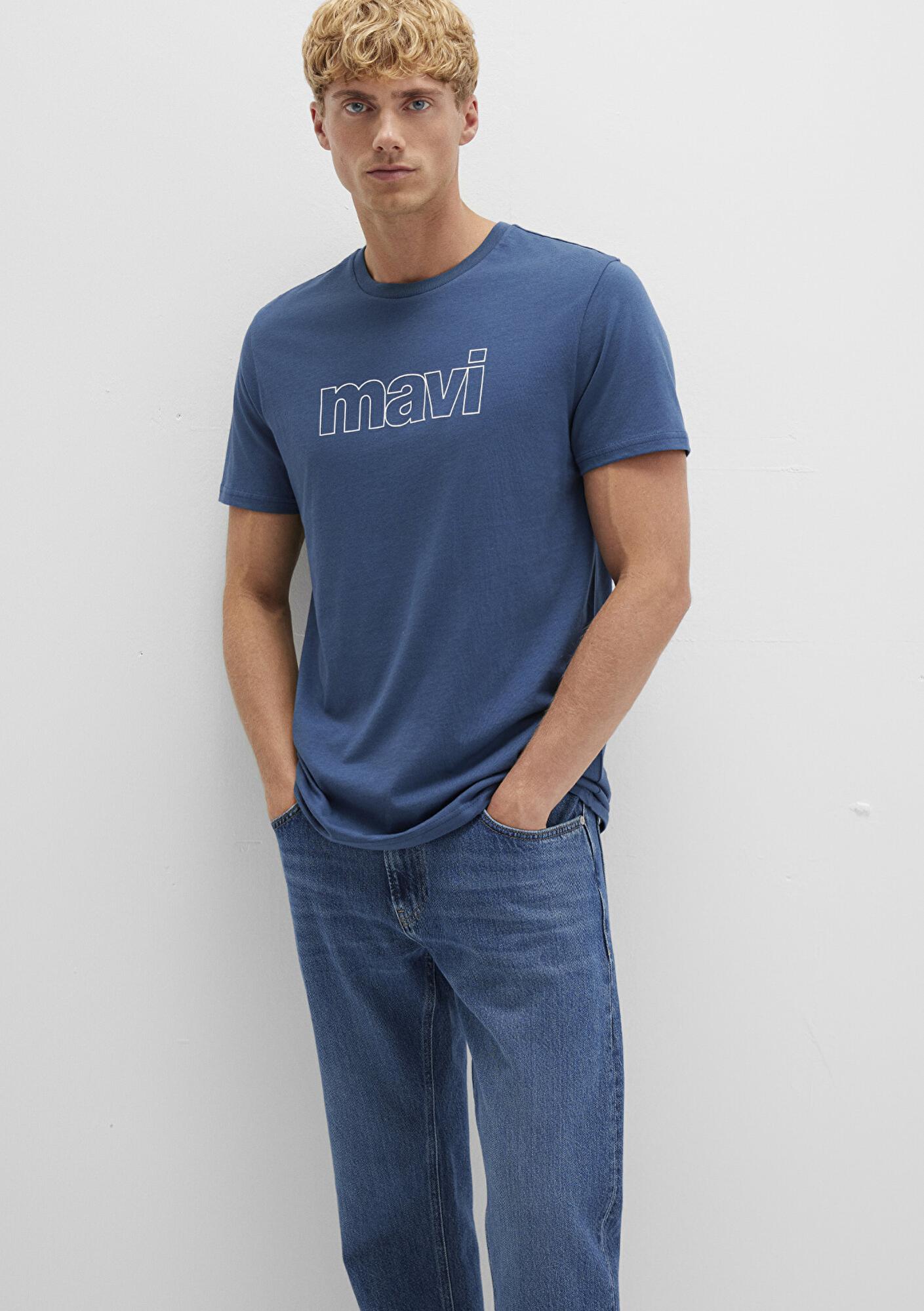 Mavi Mavi Logo Baskılı Mavi Tişört Slim Fit / Dar Kesim 065781-90609