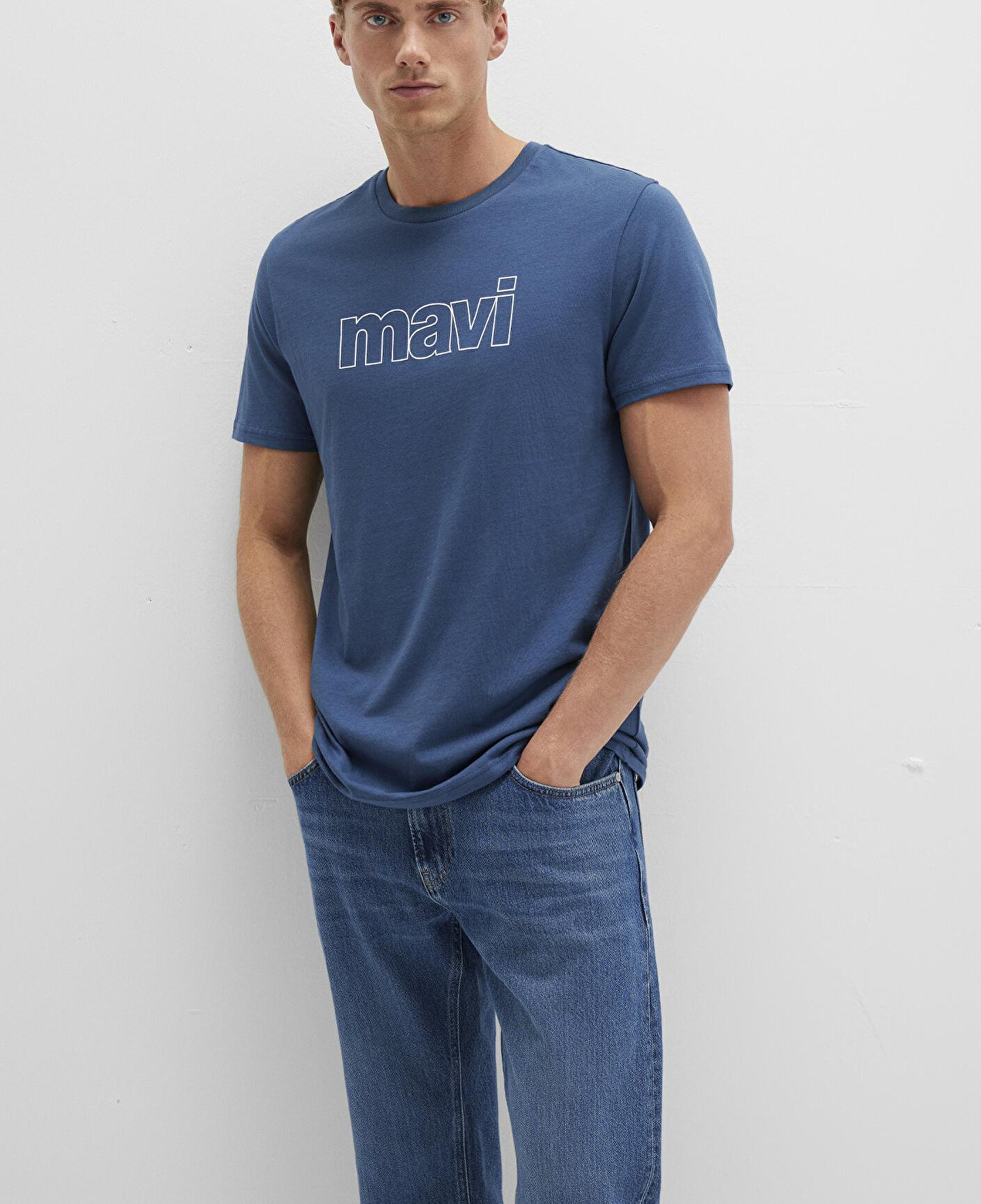 Mavi Mavi Logo Baskılı Mavi Tişört Slim Fit / Dar Kesim 065781-90609