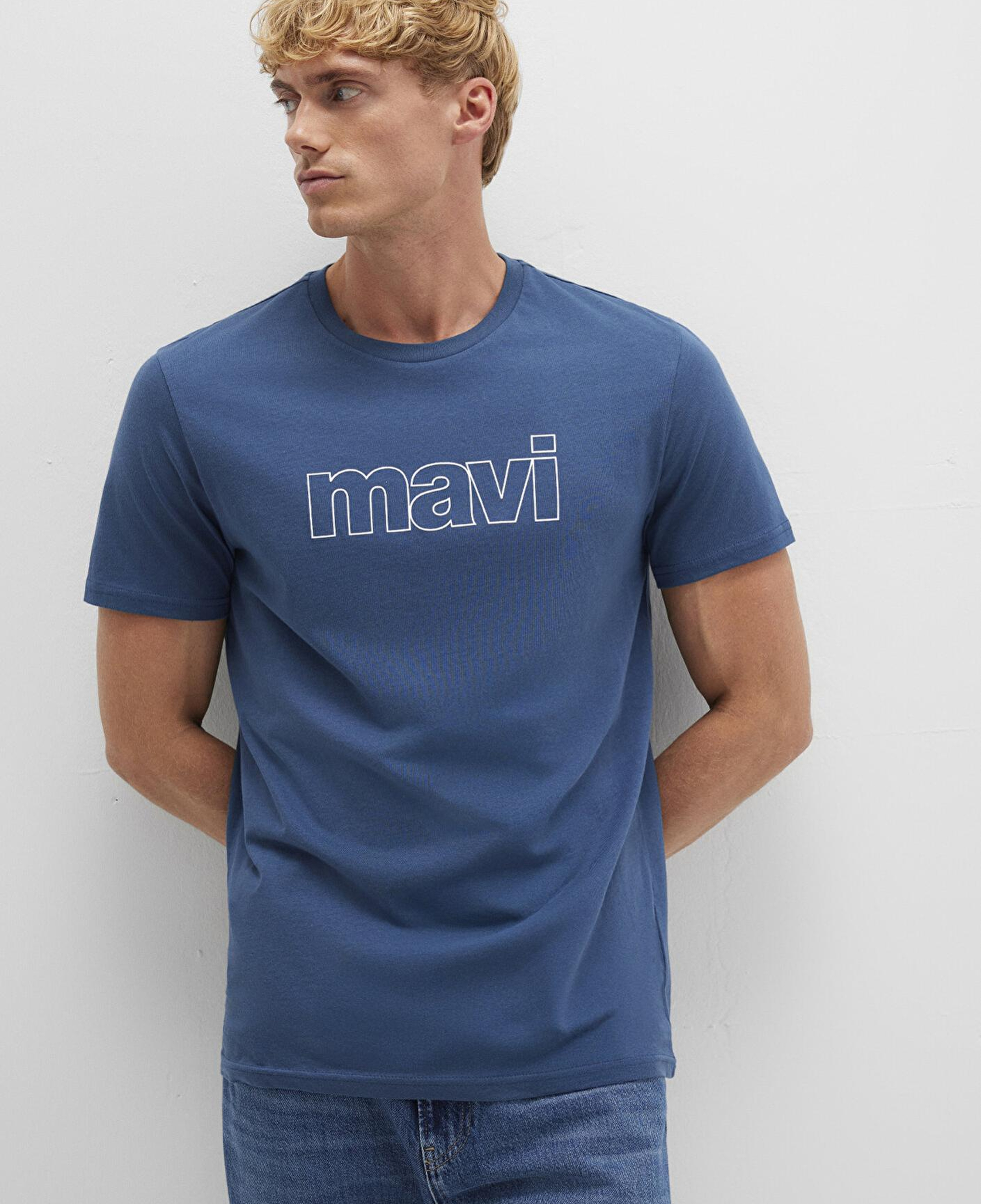 Mavi Mavi Logo Baskılı Mavi Tişört Slim Fit / Dar Kesim 065781-90609