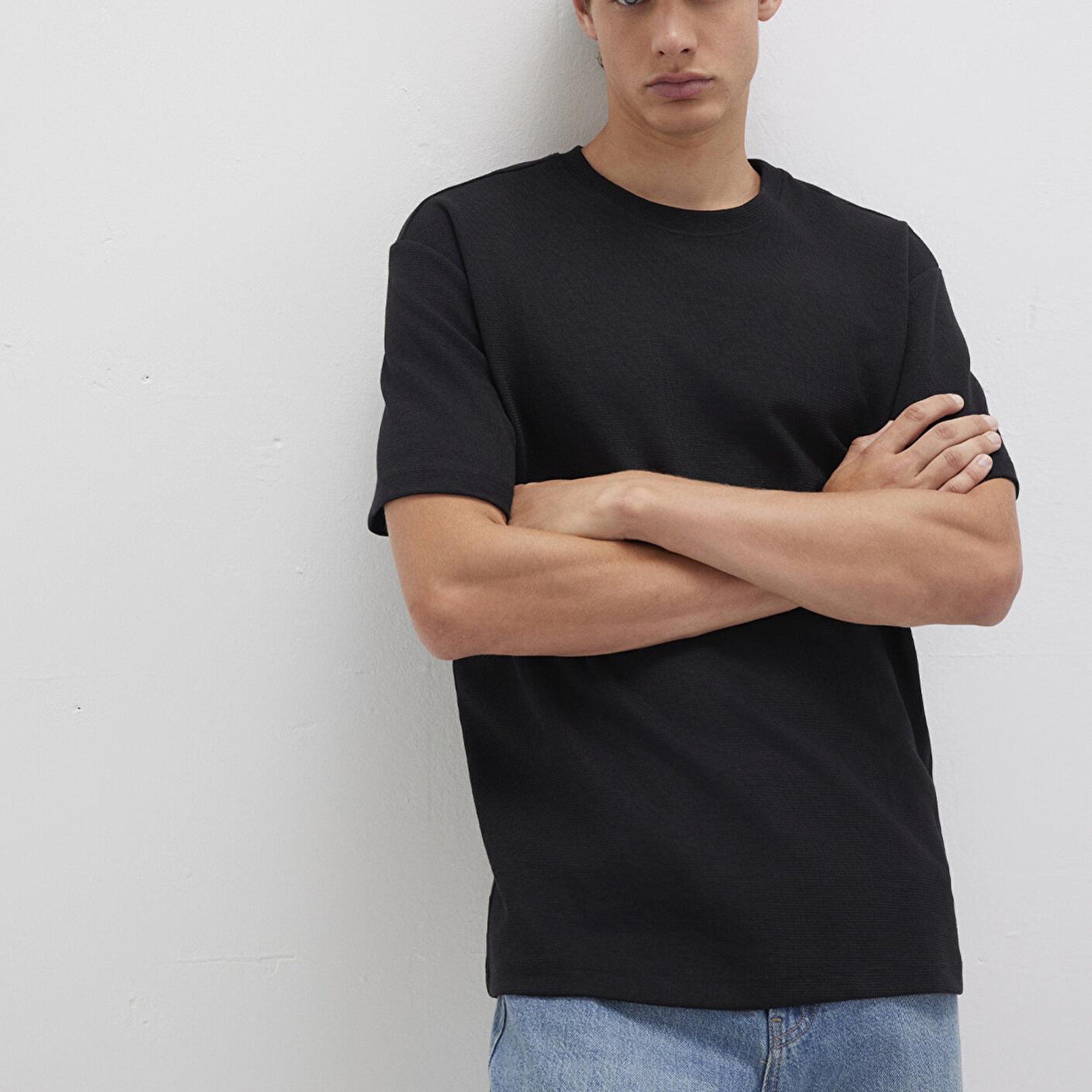 Mavi Siyah Basic Tişört Loose Fit / Bol Rahat Kesim 0612910-900
