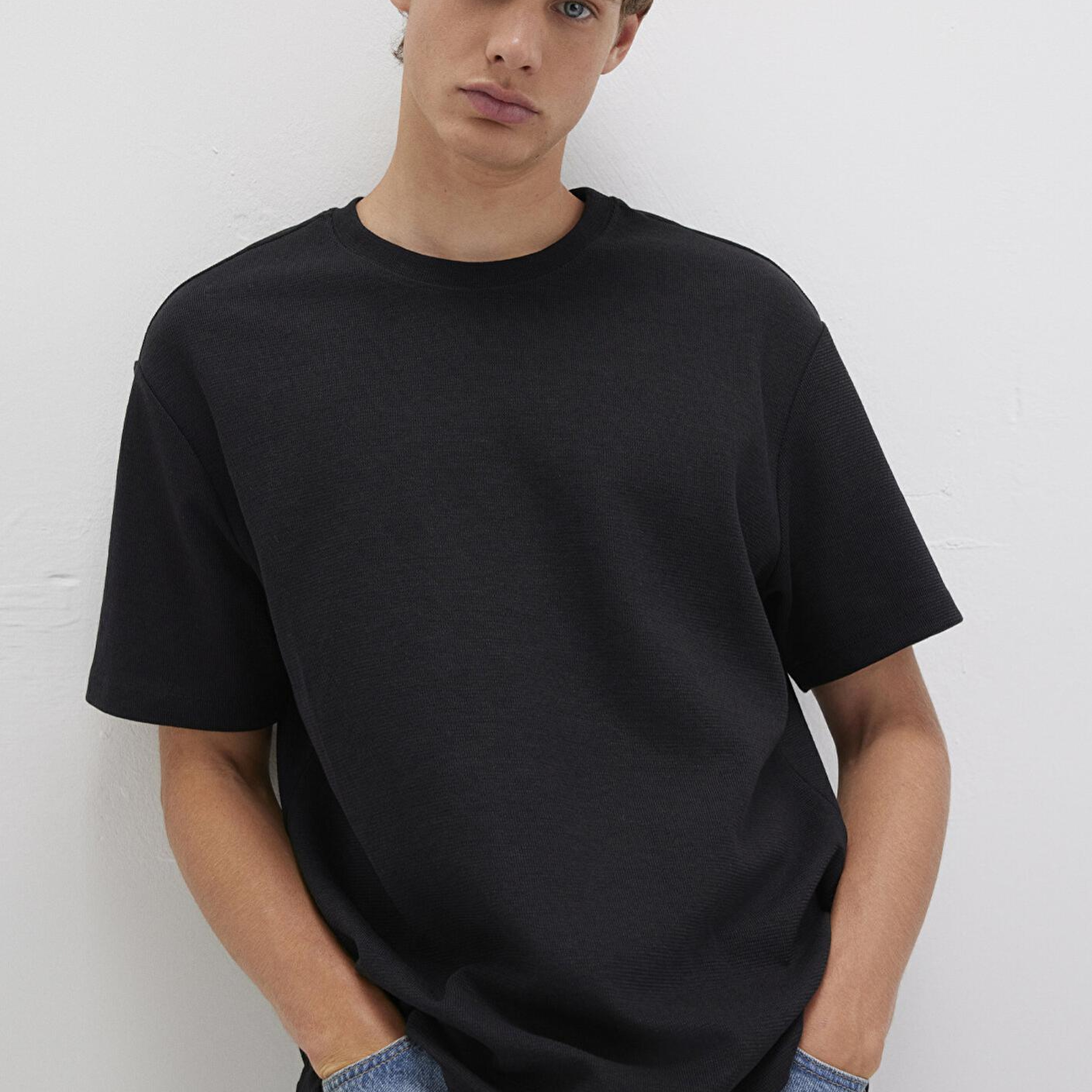 Mavi Siyah Basic Tişört Loose Fit / Bol Rahat Kesim 0612910-900