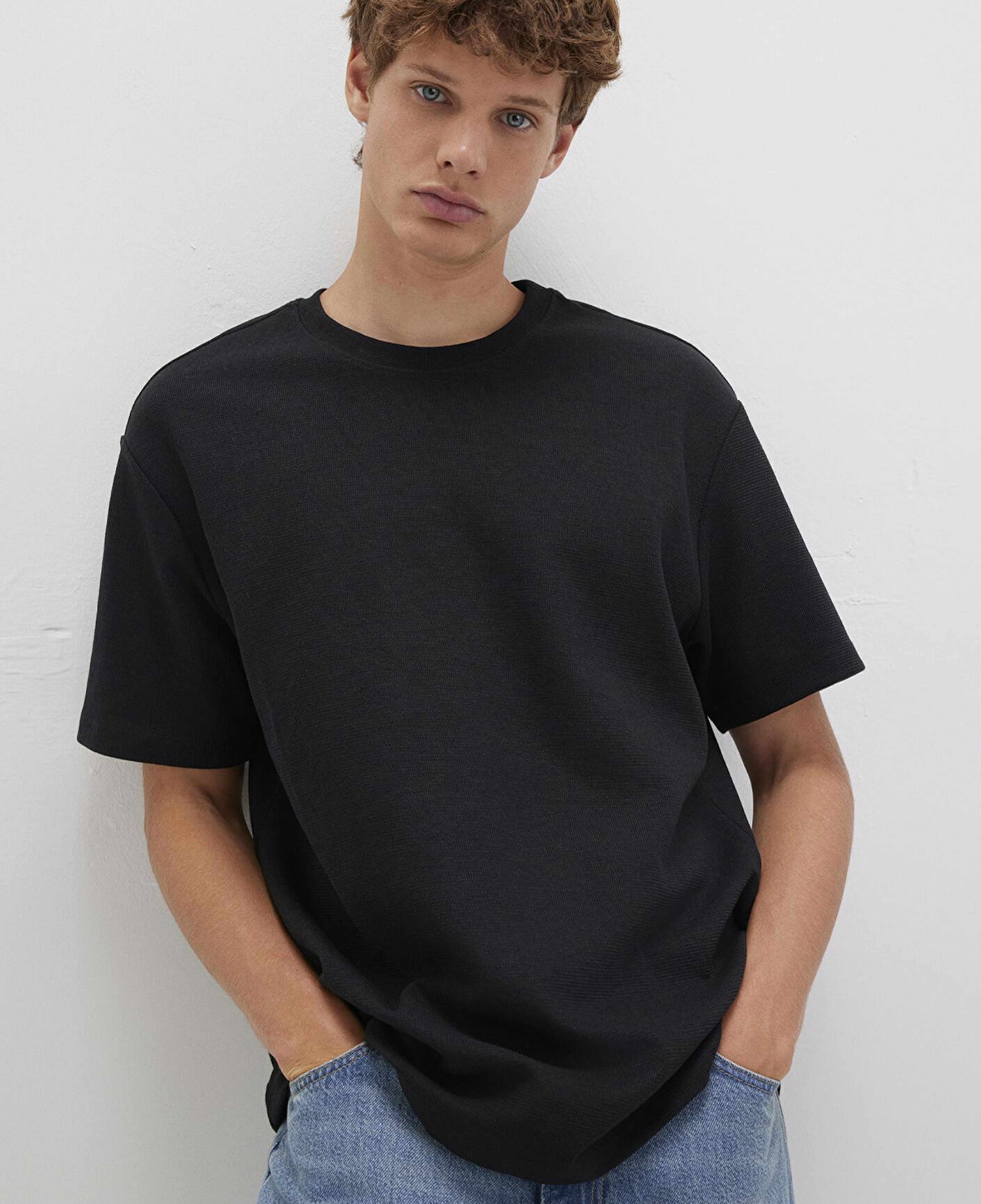 Mavi Siyah Basic Tişört Loose Fit / Bol Rahat Kesim 0612910-900