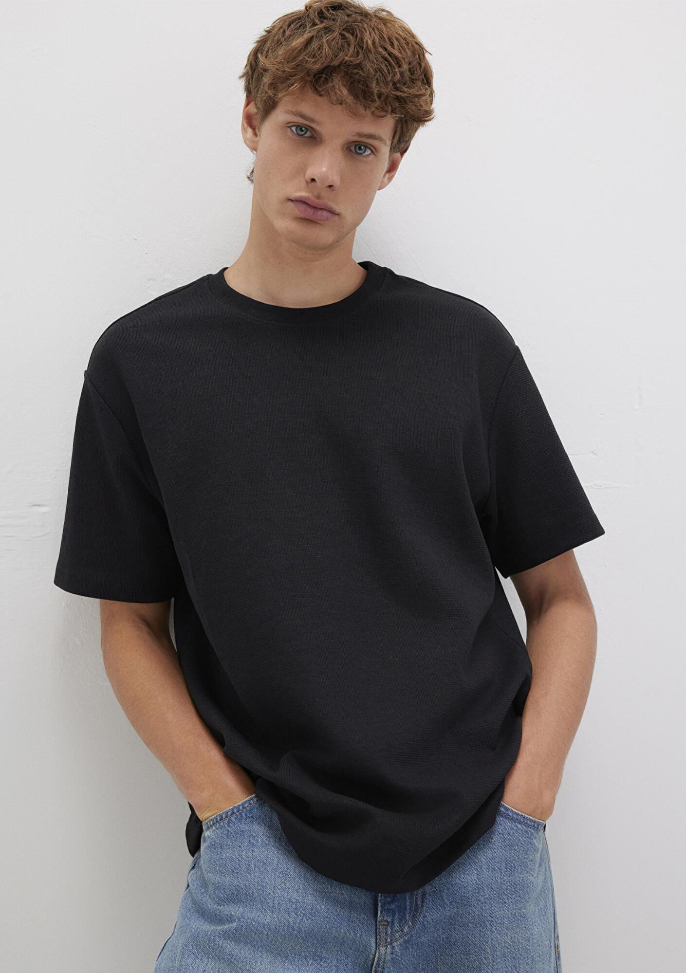 Mavi Siyah Basic Tişört Loose Fit / Bol Rahat Kesim 0612910-900