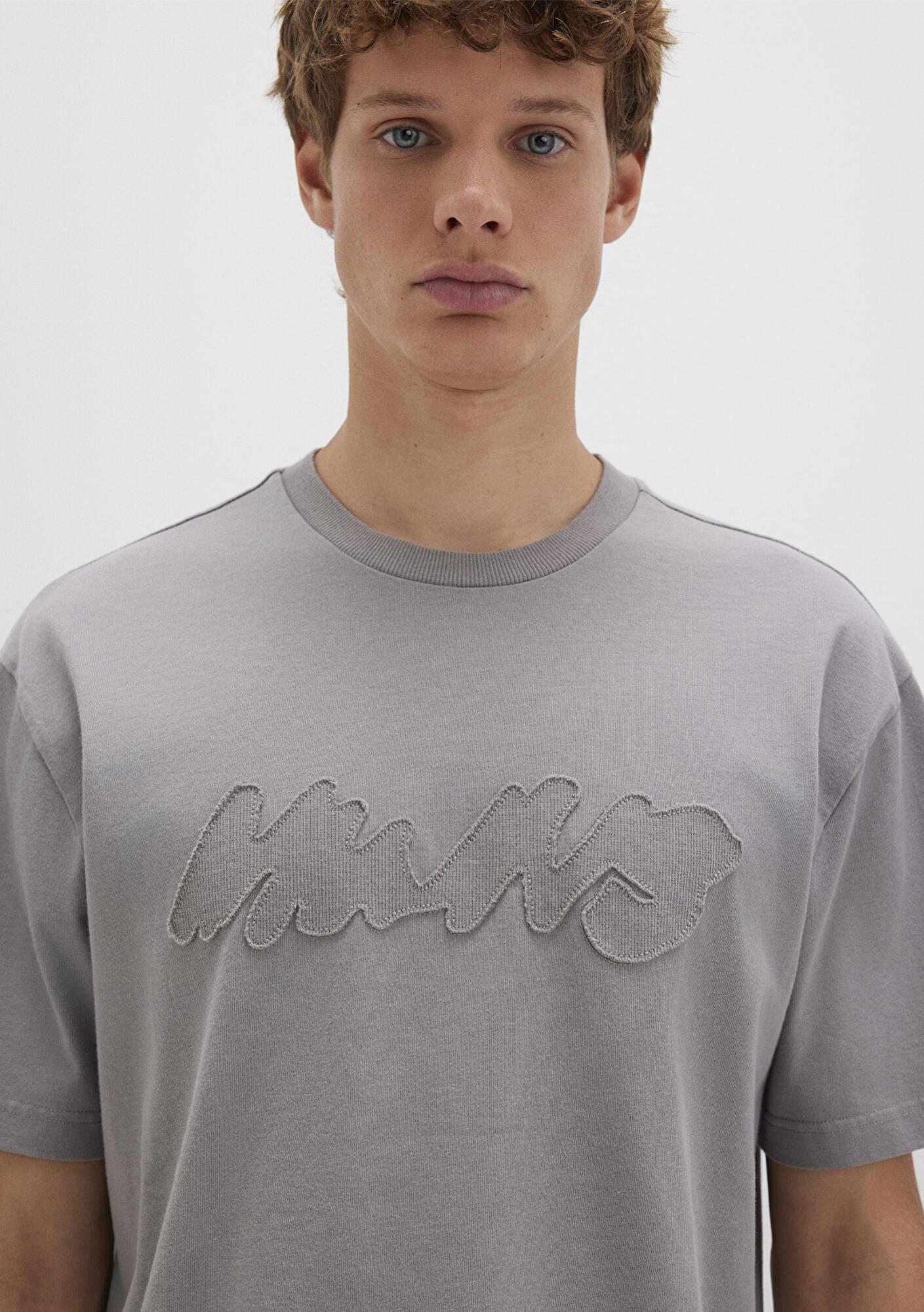 Mavi MVJNS Patch Detaylı Gri Tişört Loose Fit / Bol Rahat Kesim 0612915-70076