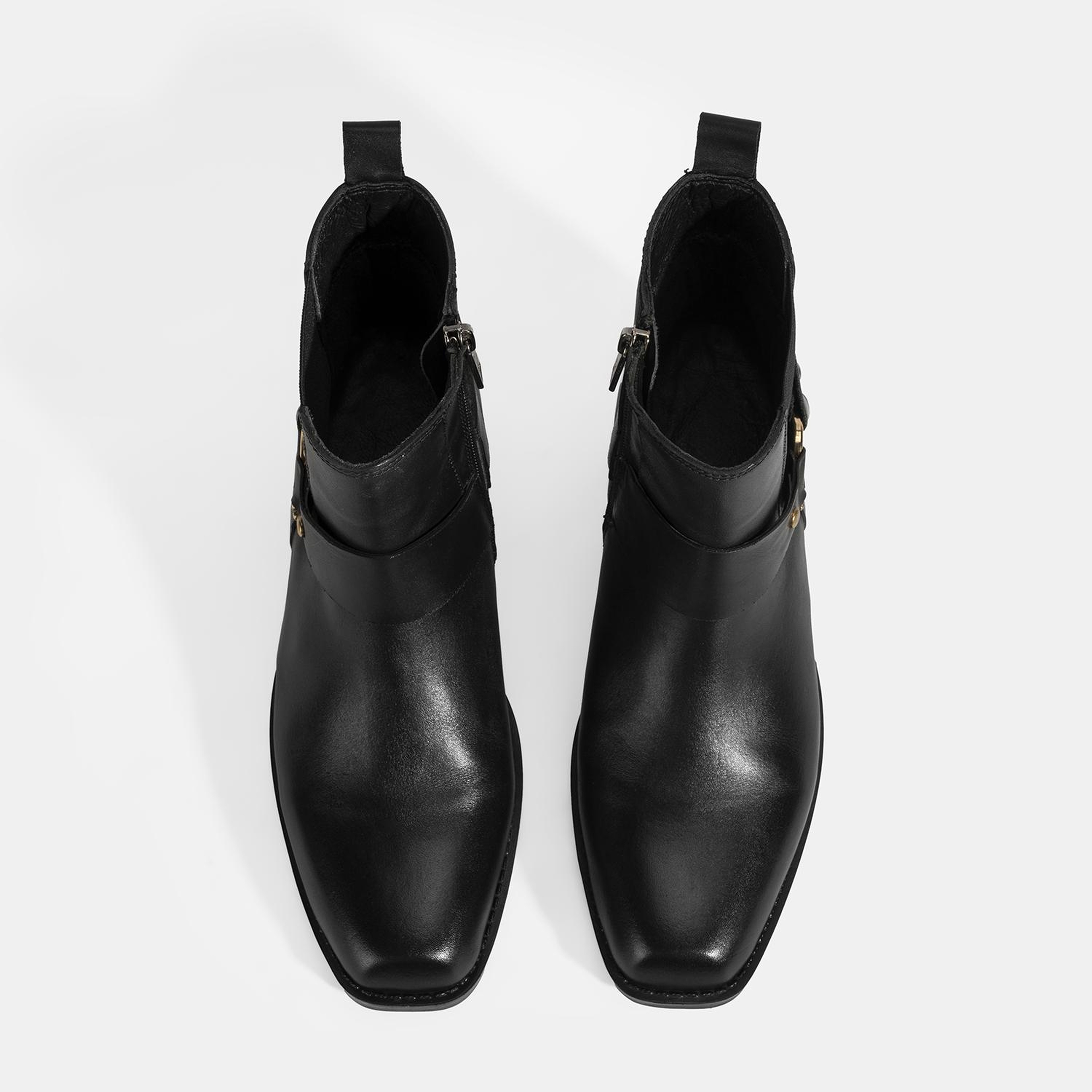 Kadın Siyah Lastik Detaylı Deri Bot