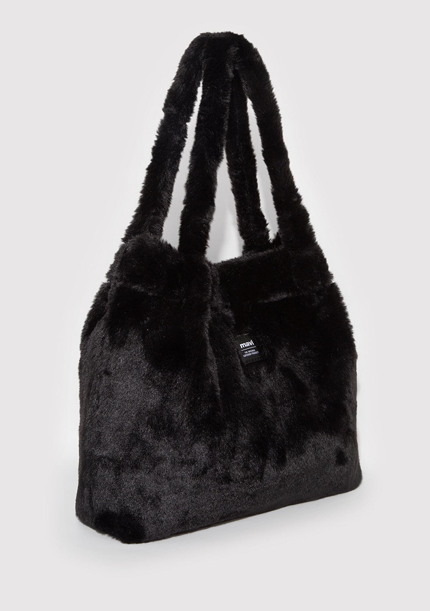 Mavi Siyah Peluş Omuz Çantası 197617-900