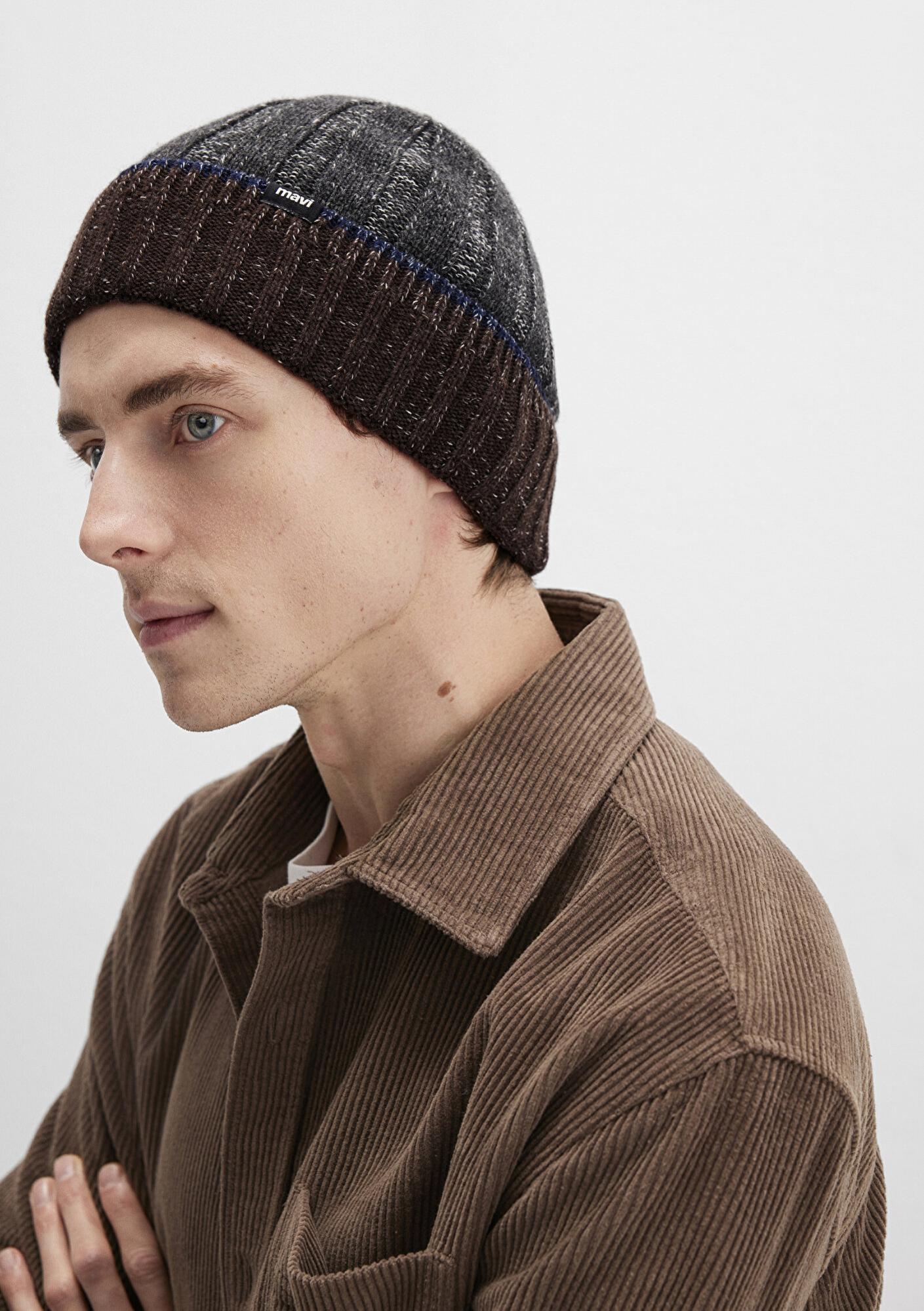 Mavi Yün Karışımlı Antrasit Bere 0912003-24674