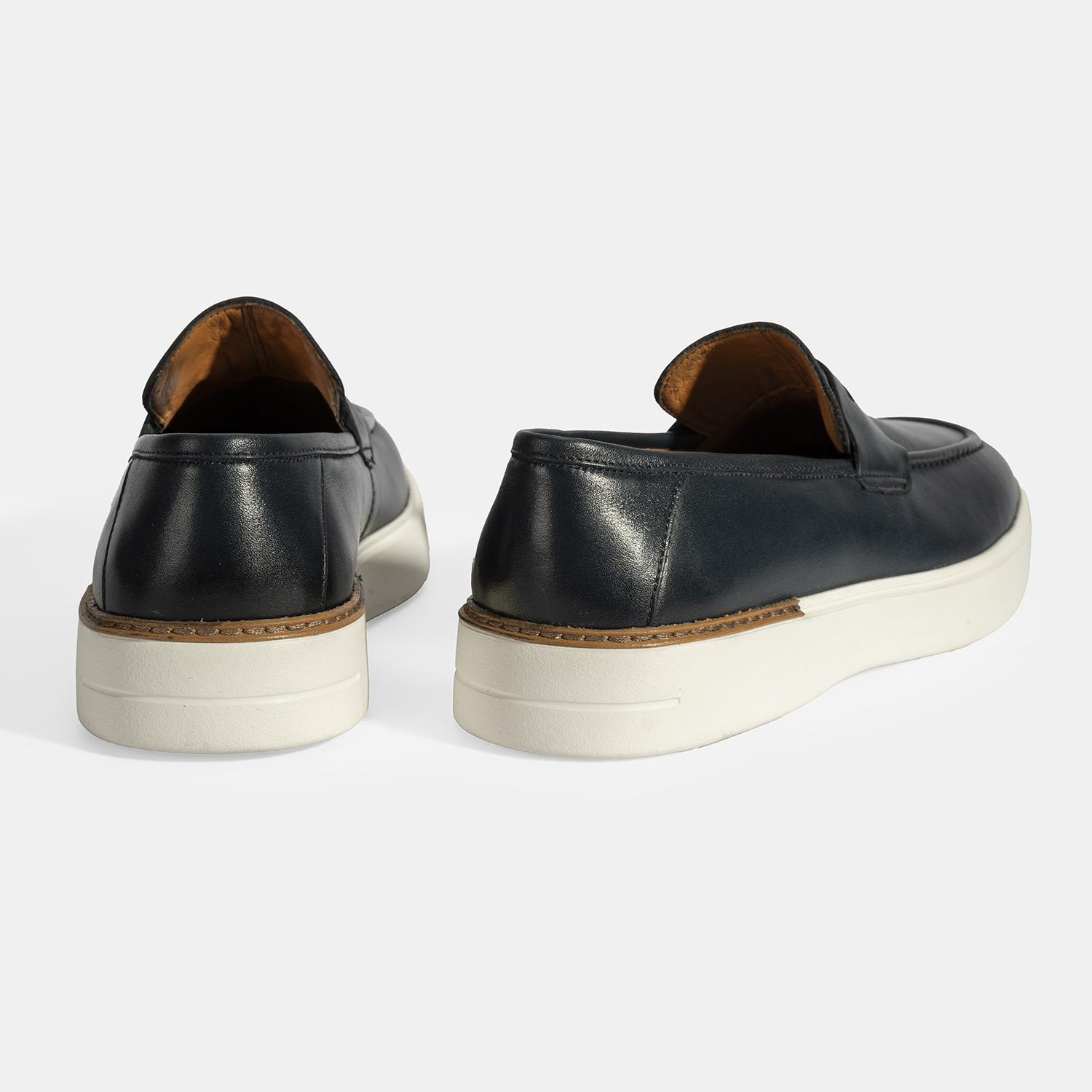 Erkek Lacivert Deri Loafer