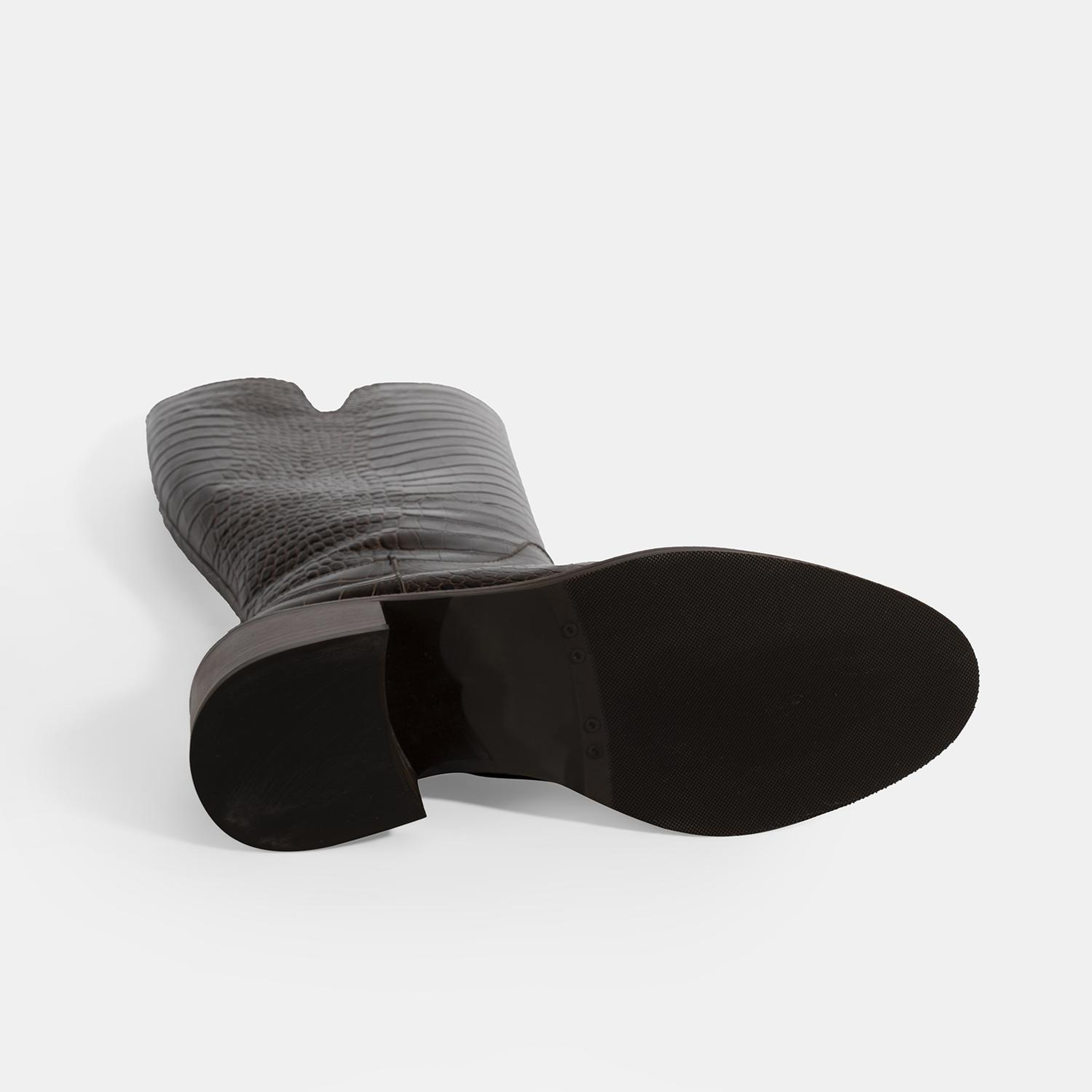 Kadın Kahve Kroko Baskılı Deri Çizme