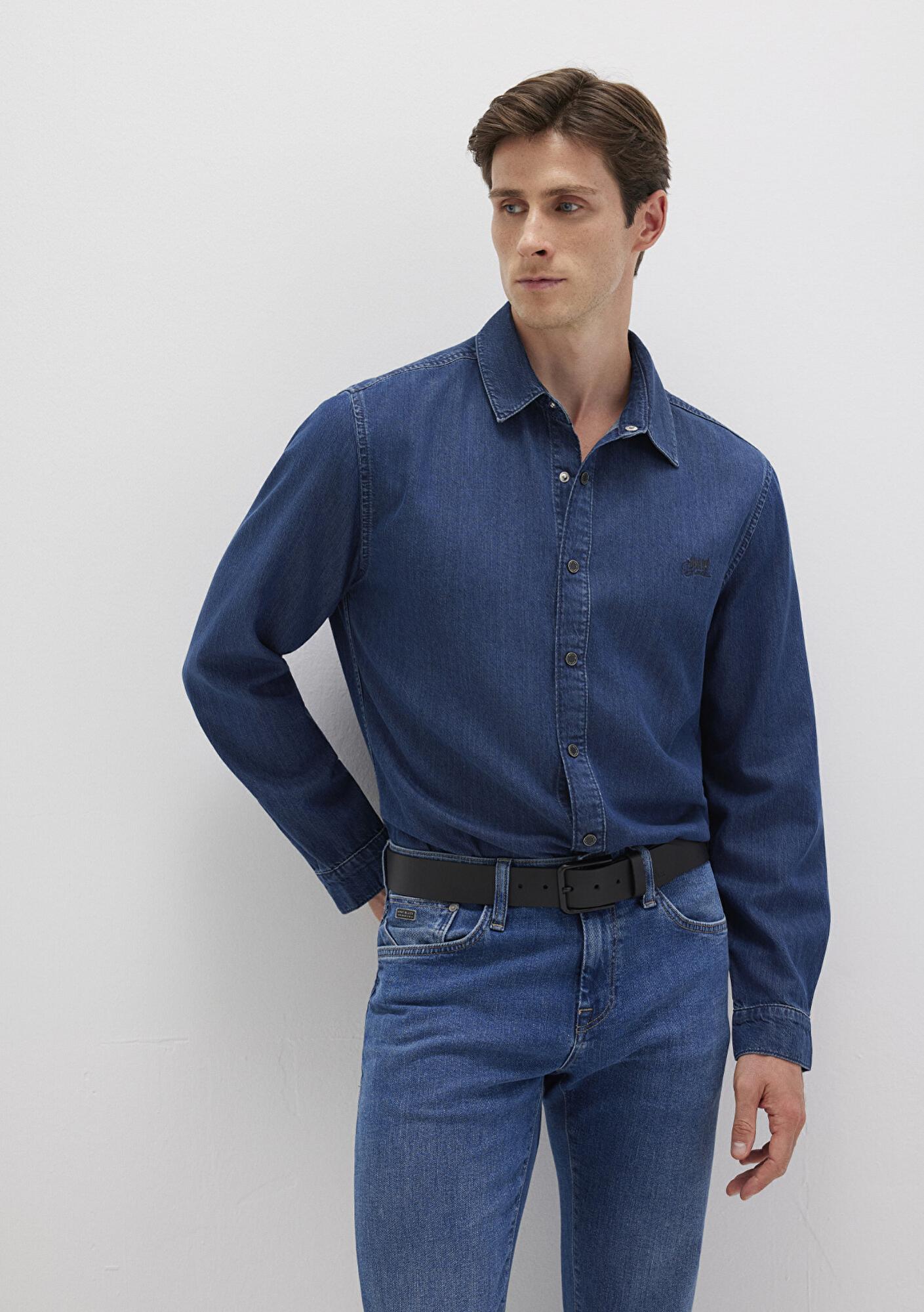 Mavi Roy Lux Black Koyu Indigo Mavisi Jean Gömlek Slim Fit / Dar Kesim 0210496-90767