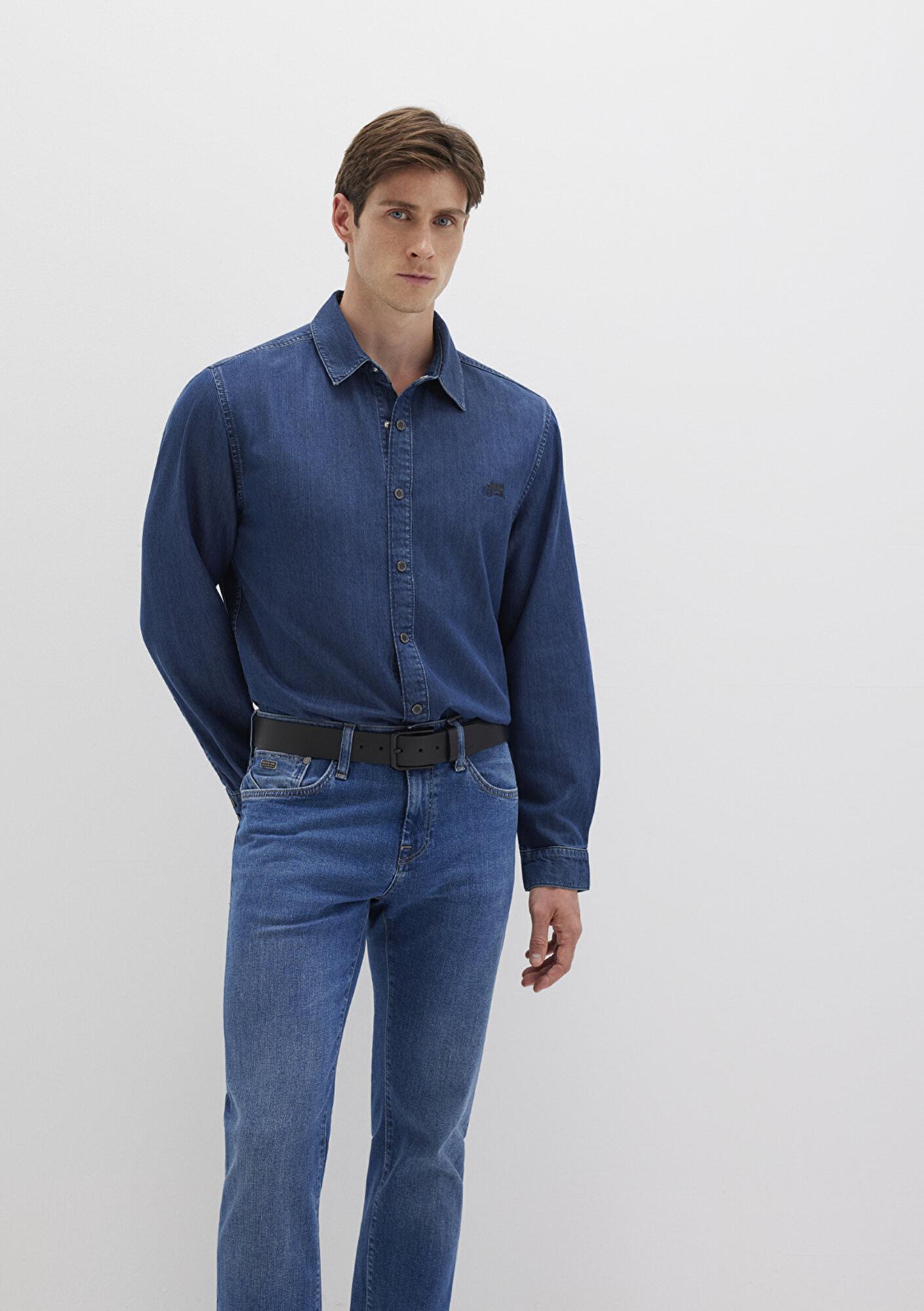 Mavi Roy Lux Black Koyu Indigo Mavisi Jean Gömlek Slim Fit / Dar Kesim 0210496-90767