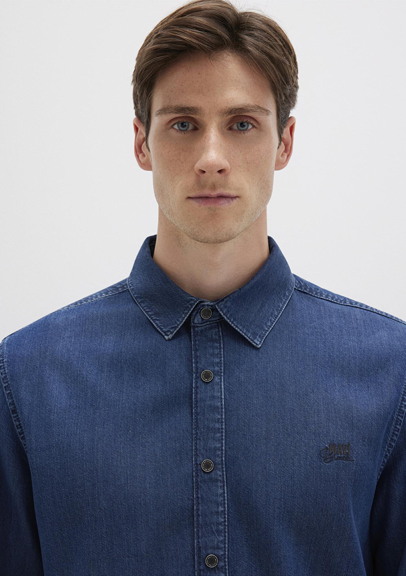 Mavi Roy Lux Black Koyu Indigo Mavisi Jean Gömlek Slim Fit / Dar Kesim 0210496-90767