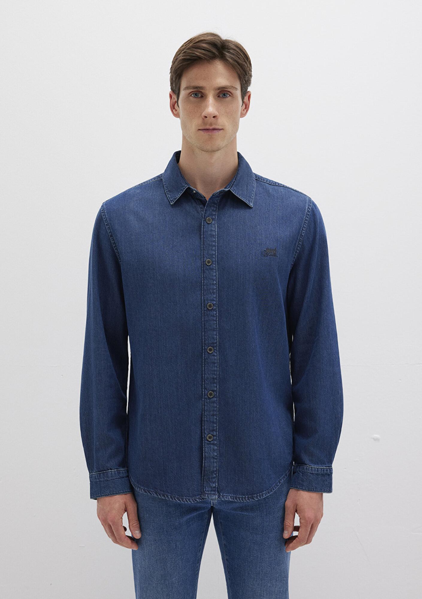 Mavi Roy Lux Black Koyu Indigo Mavisi Jean Gömlek Slim Fit / Dar Kesim 0210496-90767