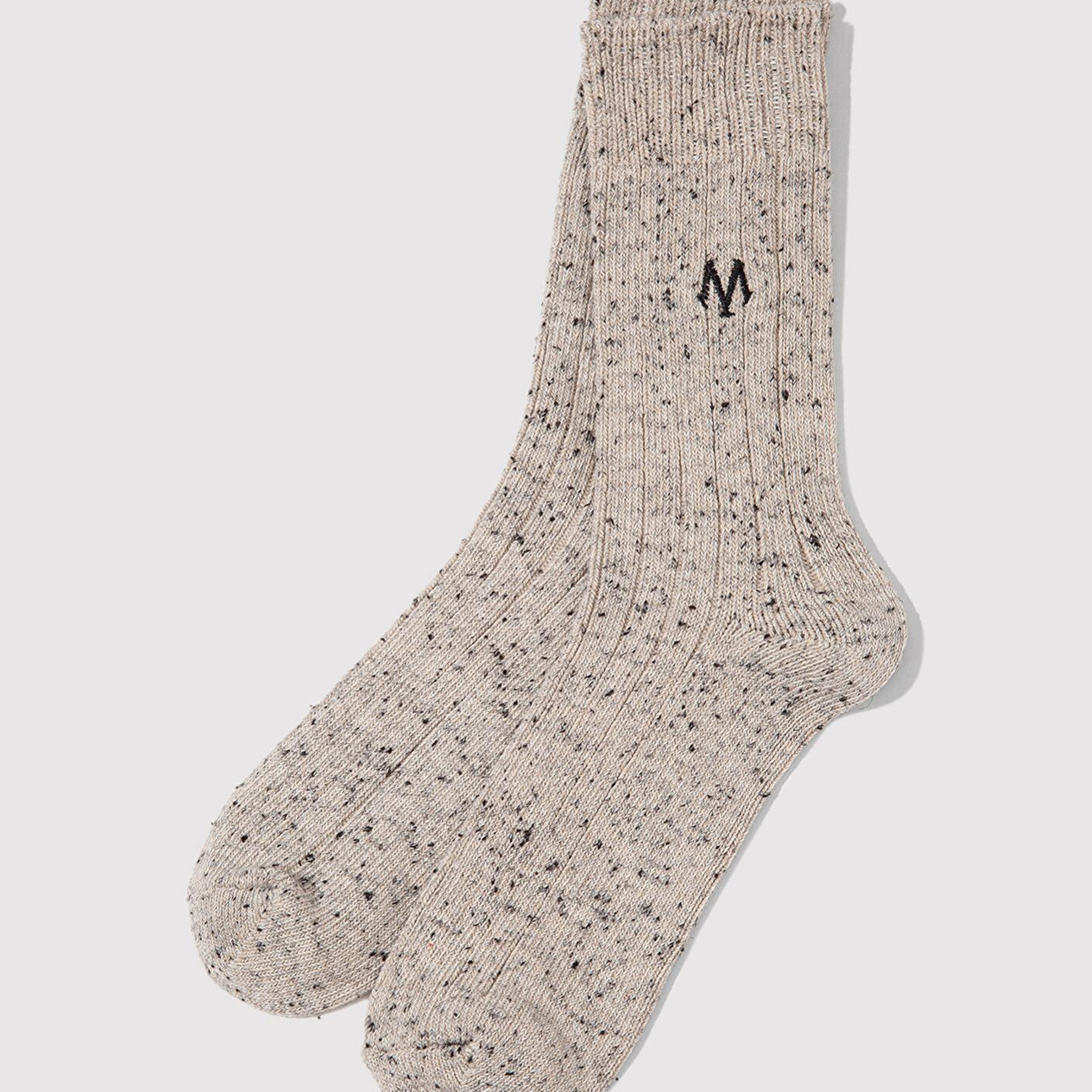 Mavi M Logo Nakışlı Ekru Bot Çorabı 0911615-70007