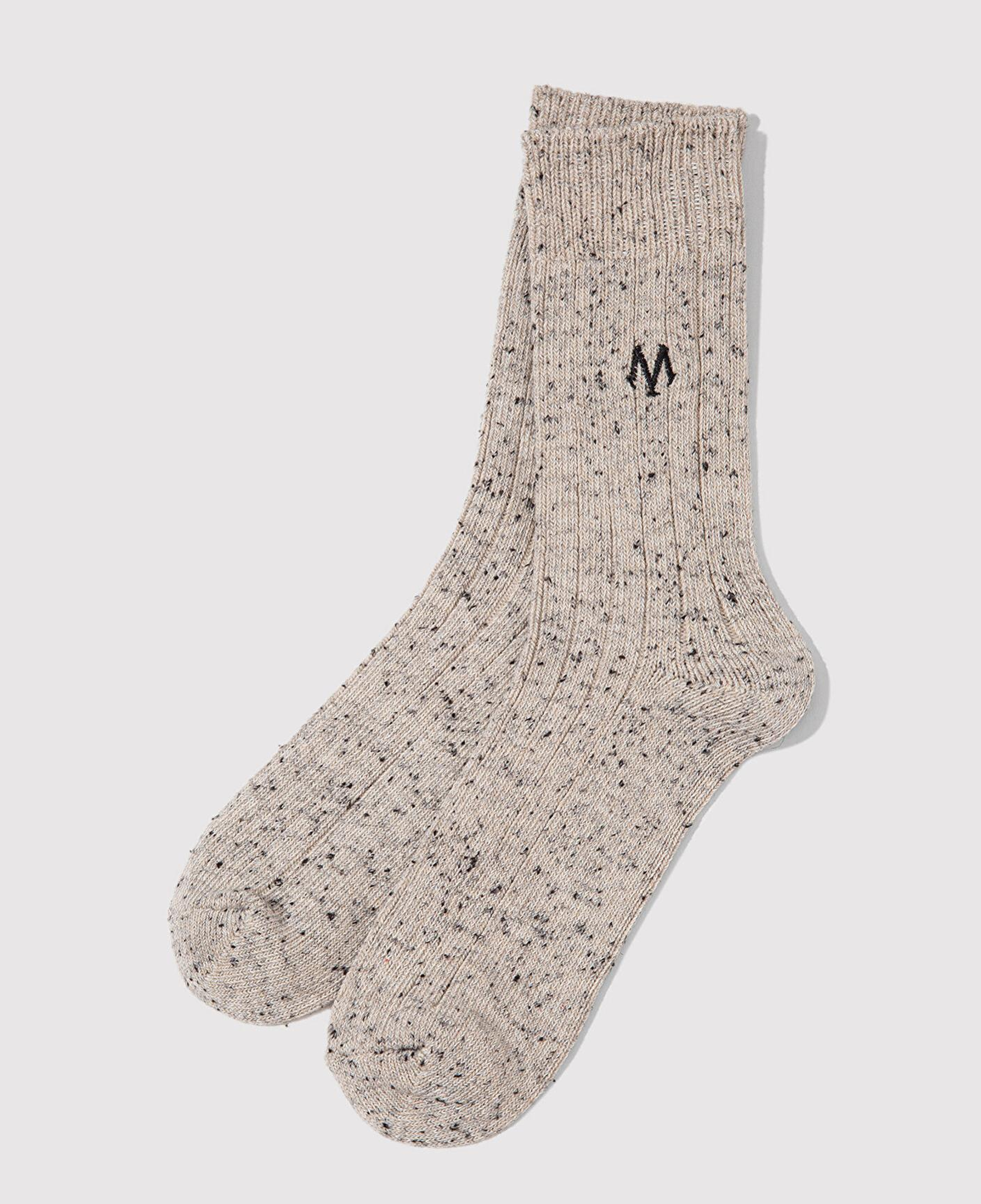 Mavi M Logo Nakışlı Ekru Bot Çorabı 0911615-70007