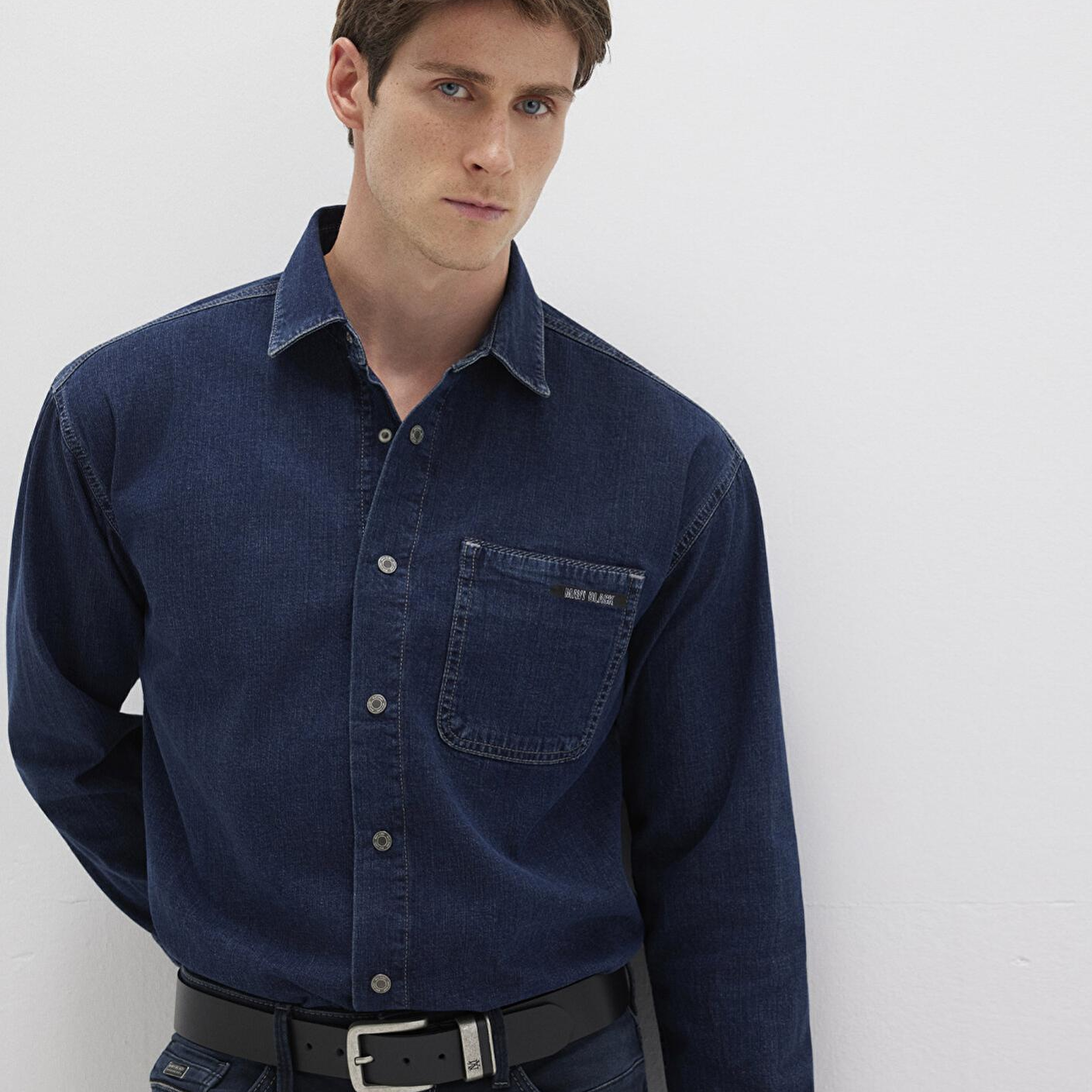 Mavi Aidan Mavi Black Vintage Indigo Mavisi Jean Gömlek Regular Fit / Normal Kesim 0210588-90768