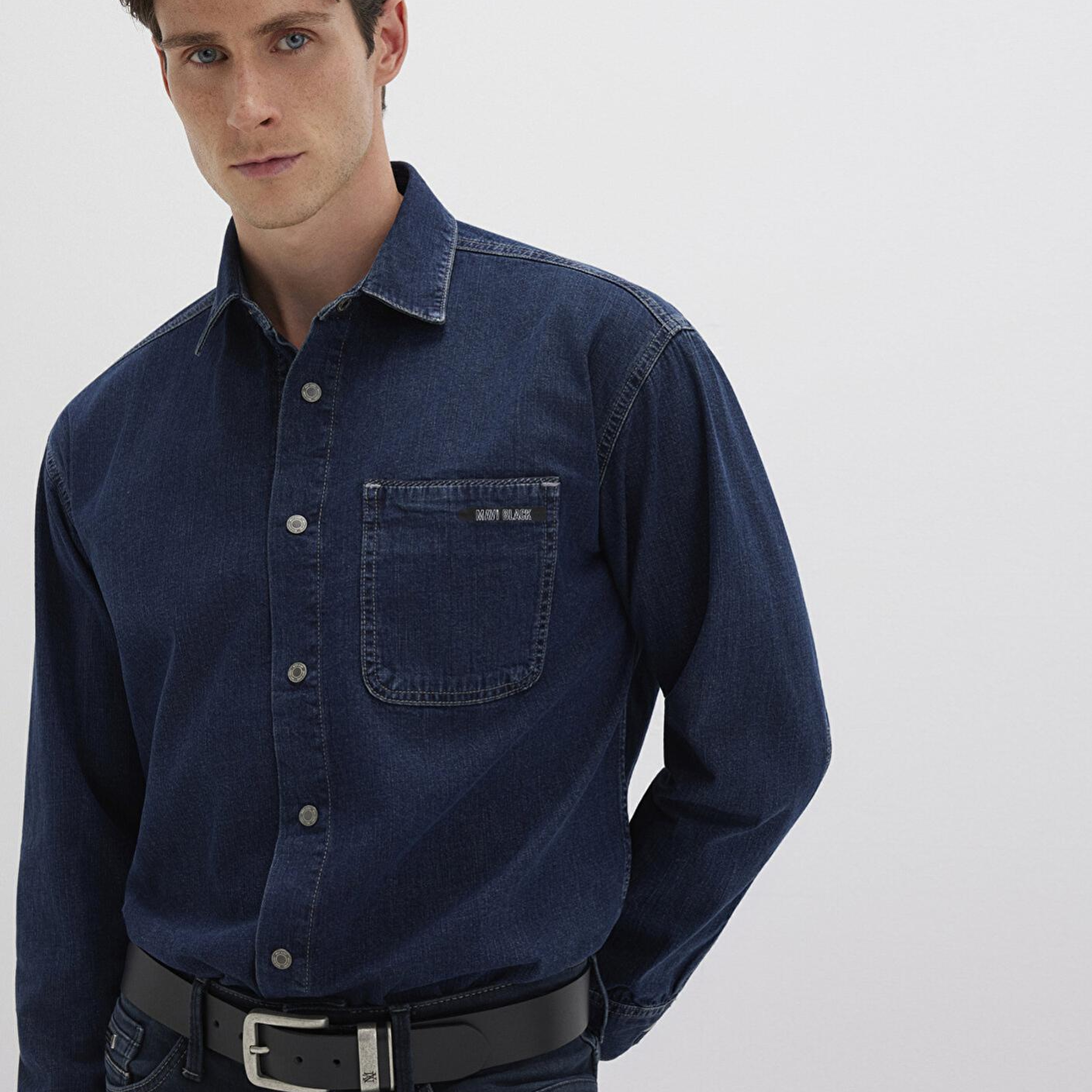 Mavi Aidan Mavi Black Vintage Indigo Mavisi Jean Gömlek Regular Fit / Normal Kesim 0210588-90768