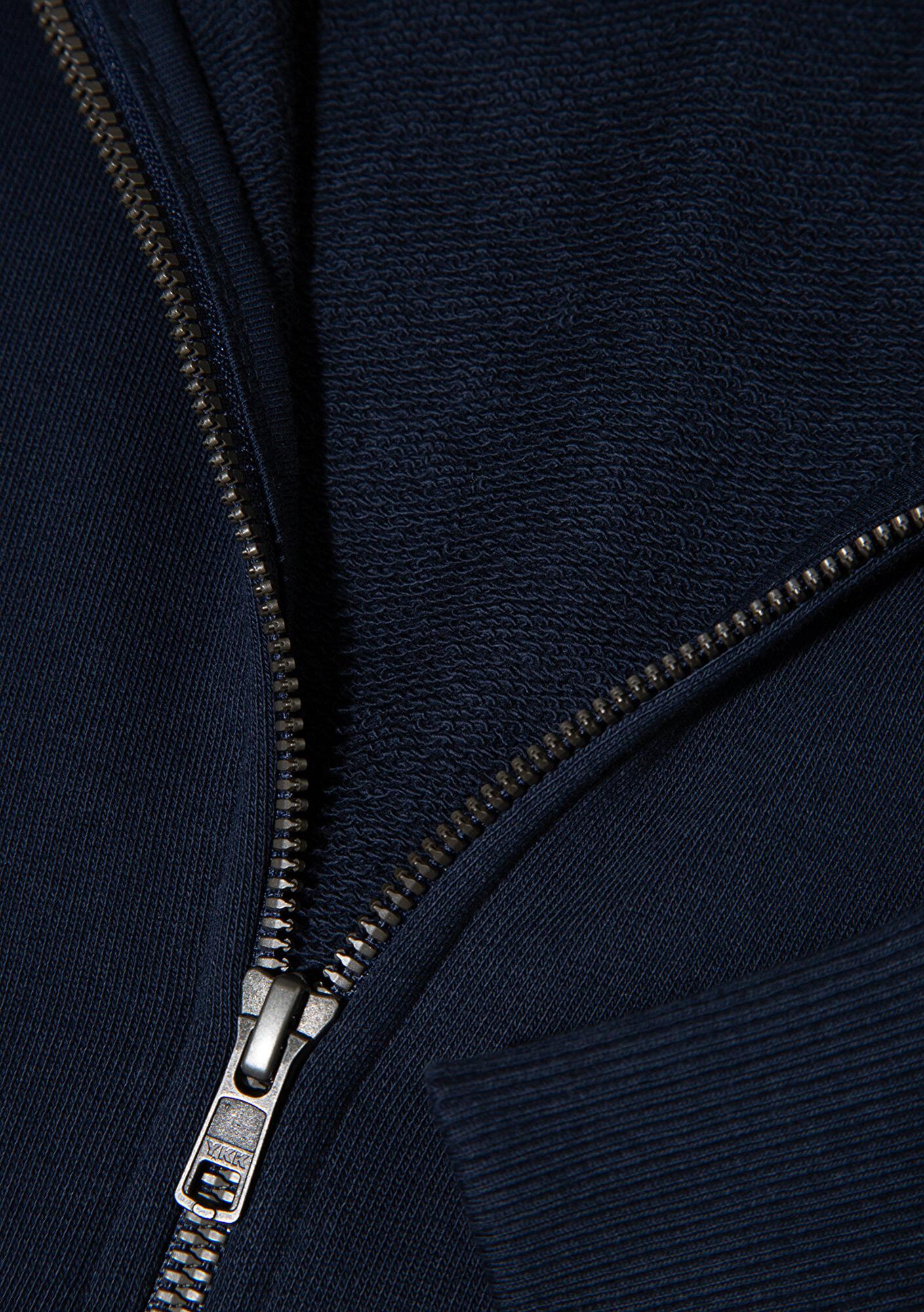 Mavi Kapüşonlu Fermuarlı Lacivert Sweatshirt 0S10423-70490