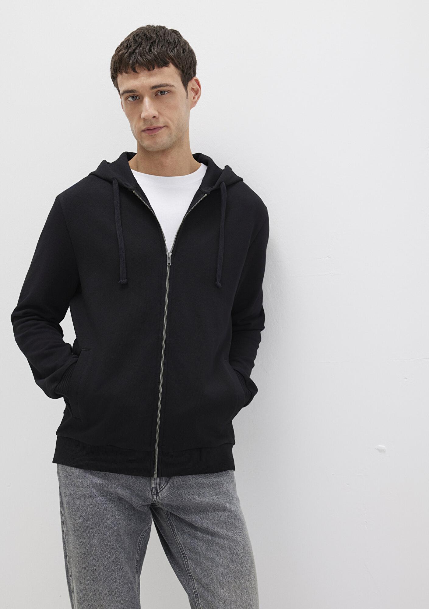 Mavi Kapüşonlu Fermuarlı Siyah Sweatshirt 0S10423-900