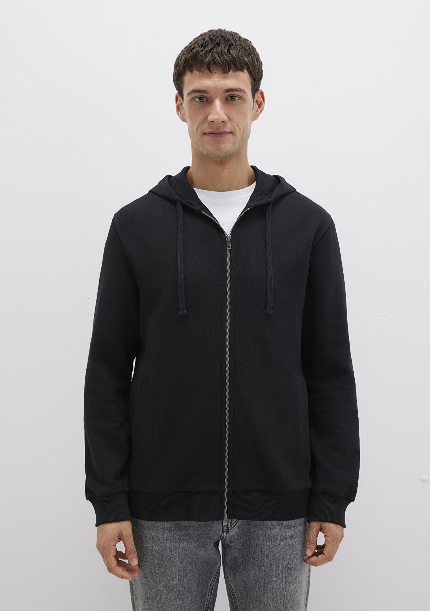 Mavi Kapüşonlu Fermuarlı Siyah Sweatshirt 0S10423-900