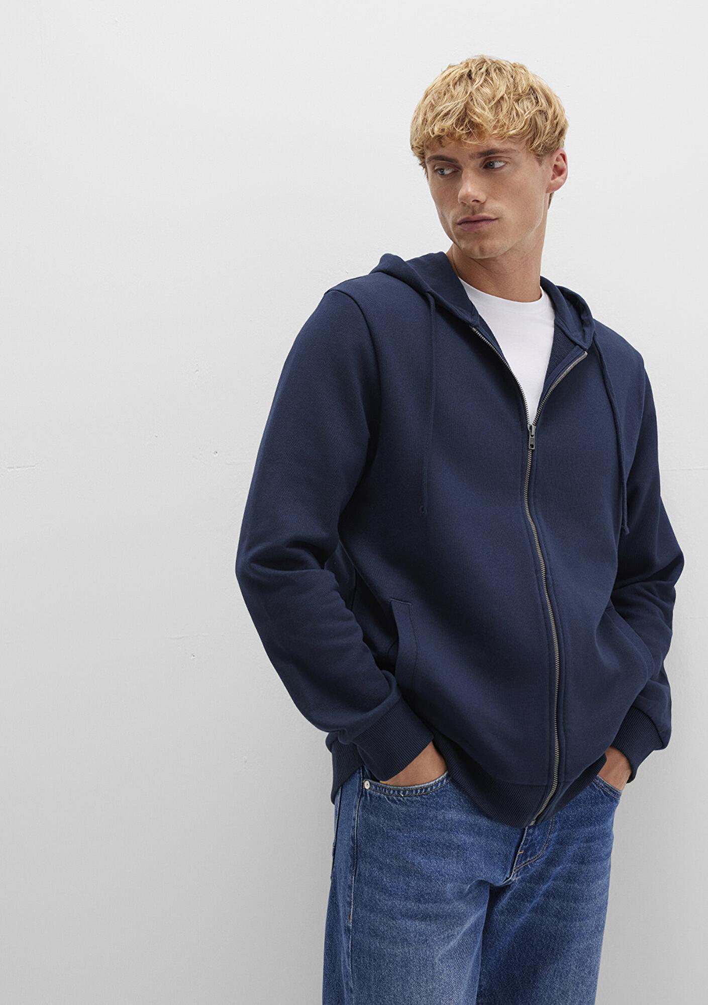 Mavi Kapüşonlu Fermuarlı Lacivert Sweatshirt 0S10423-70490