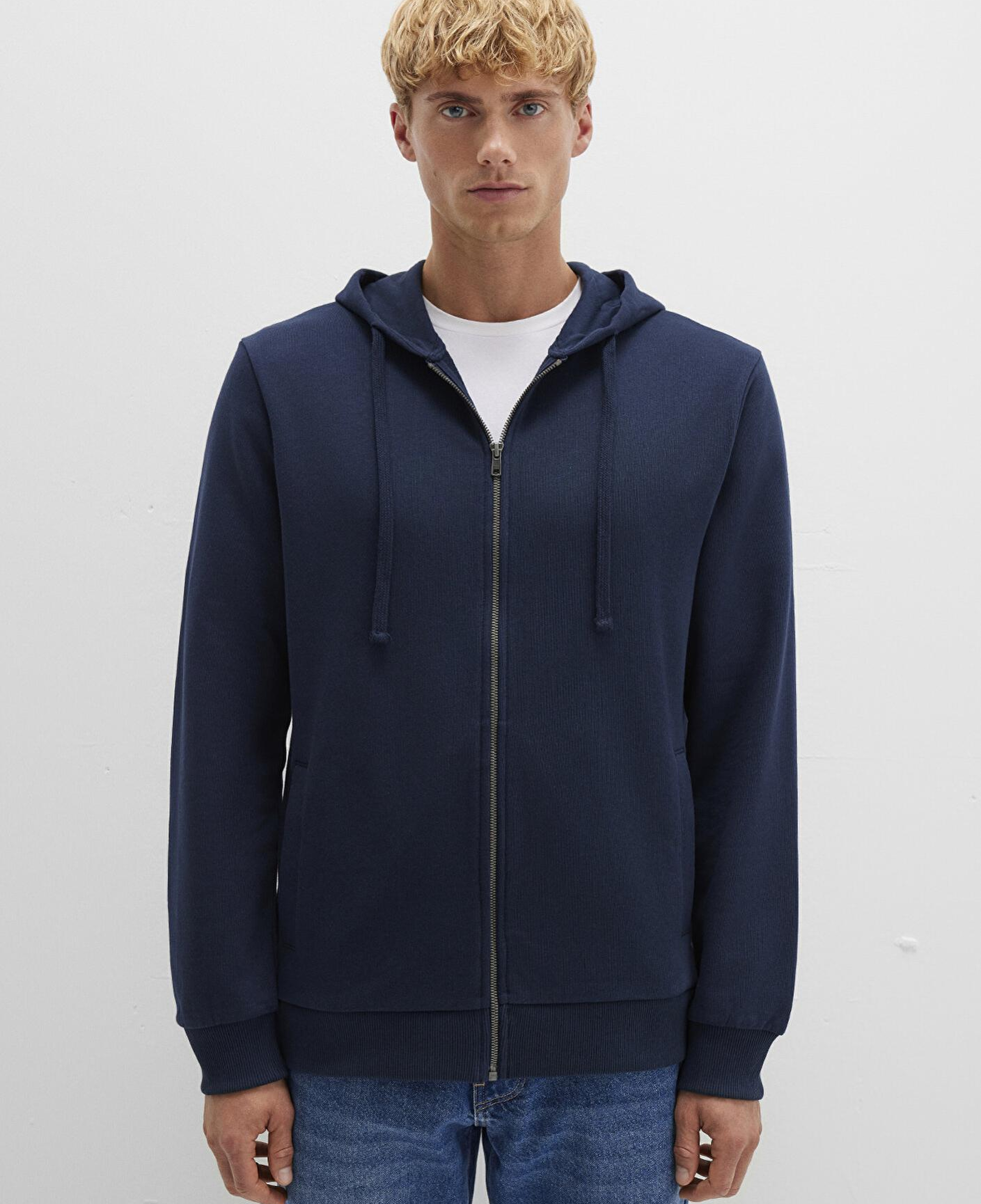 Mavi Kapüşonlu Fermuarlı Lacivert Sweatshirt 0S10423-70490