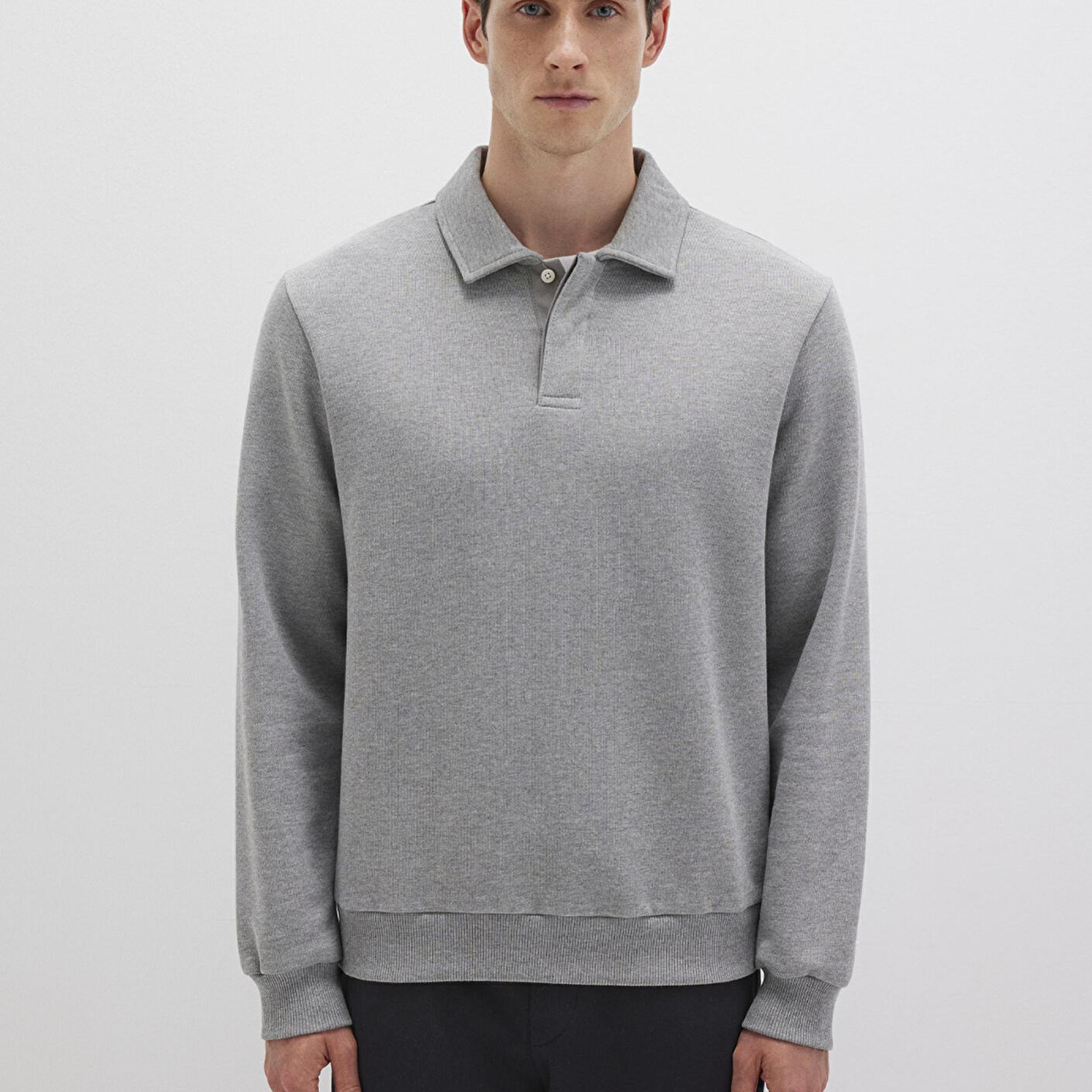 Mavi Polo Yaka Gri Sweatshirt 0S10420-80018