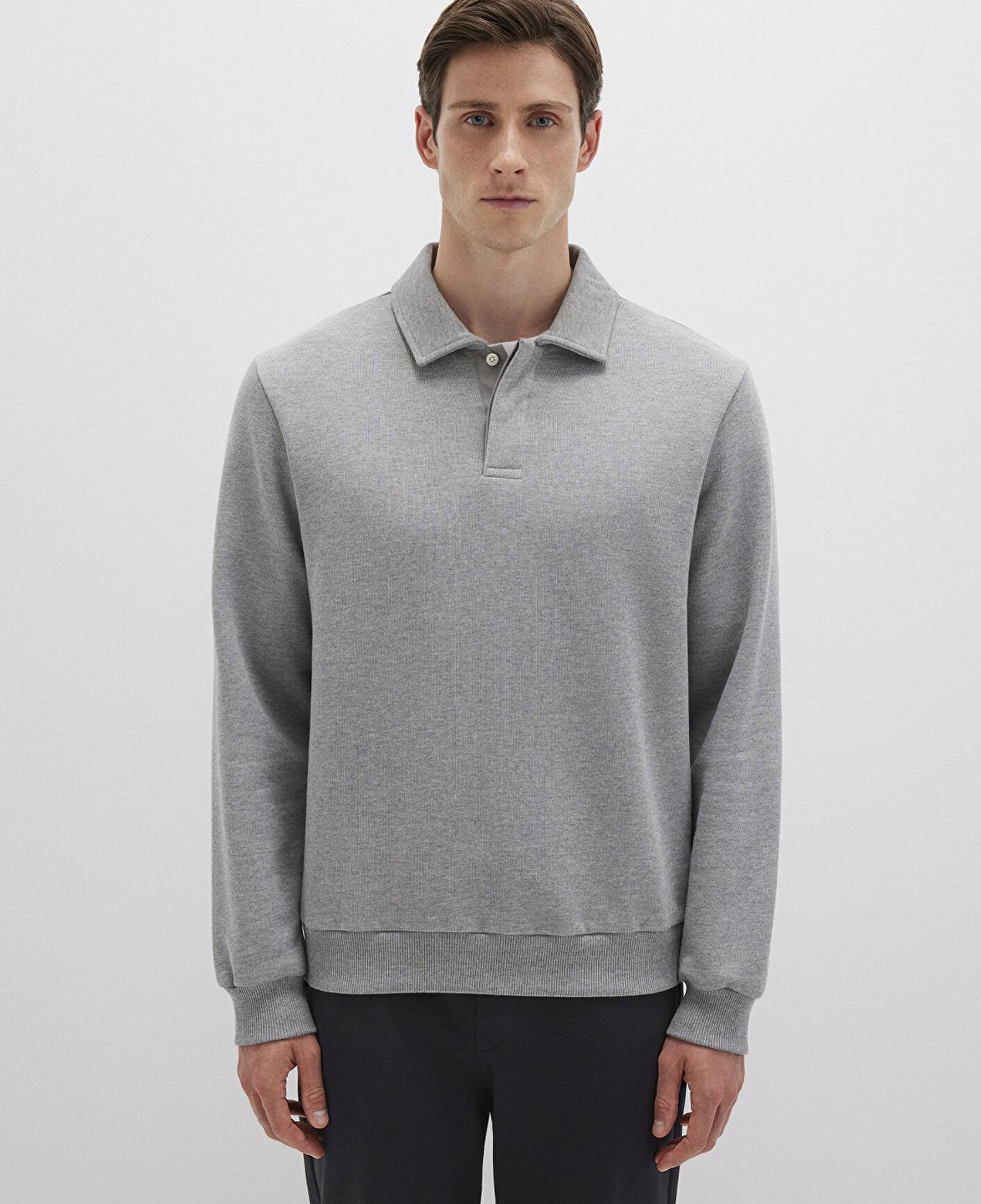 Mavi Polo Yaka Gri Sweatshirt 0S10420-80018