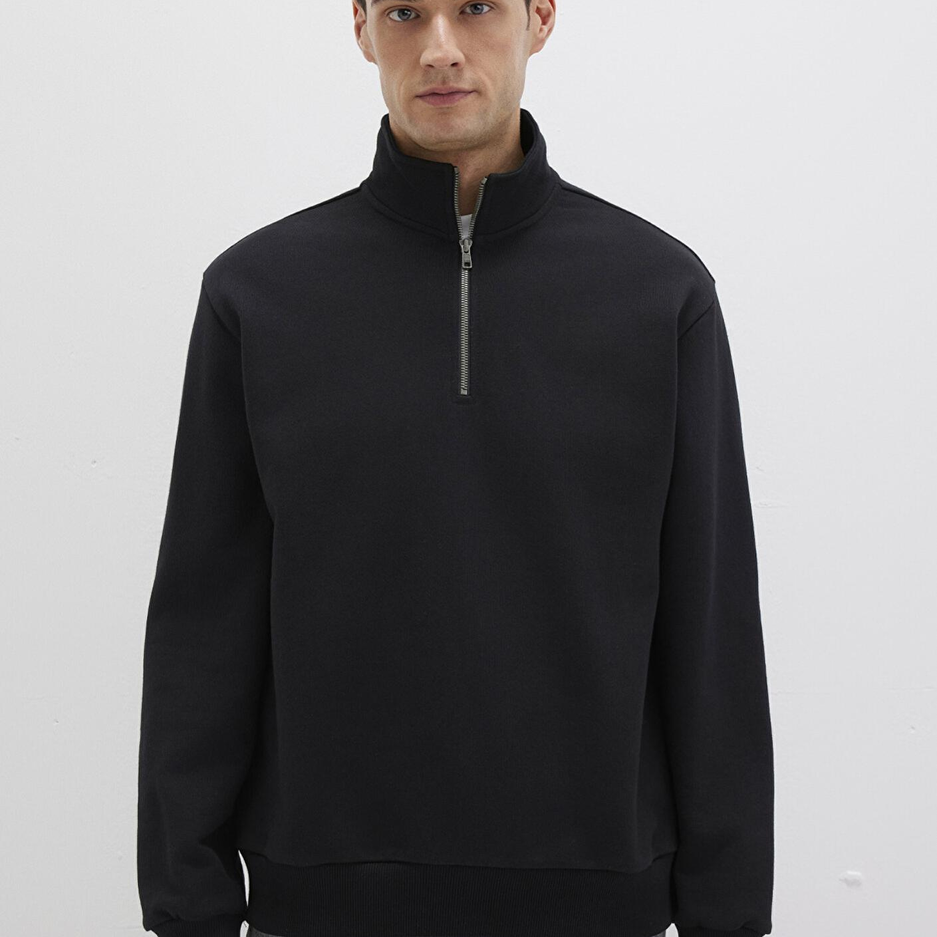 Mavi Yarı Fermuarlı Siyah Basic Sweatshirt 0S10419-900