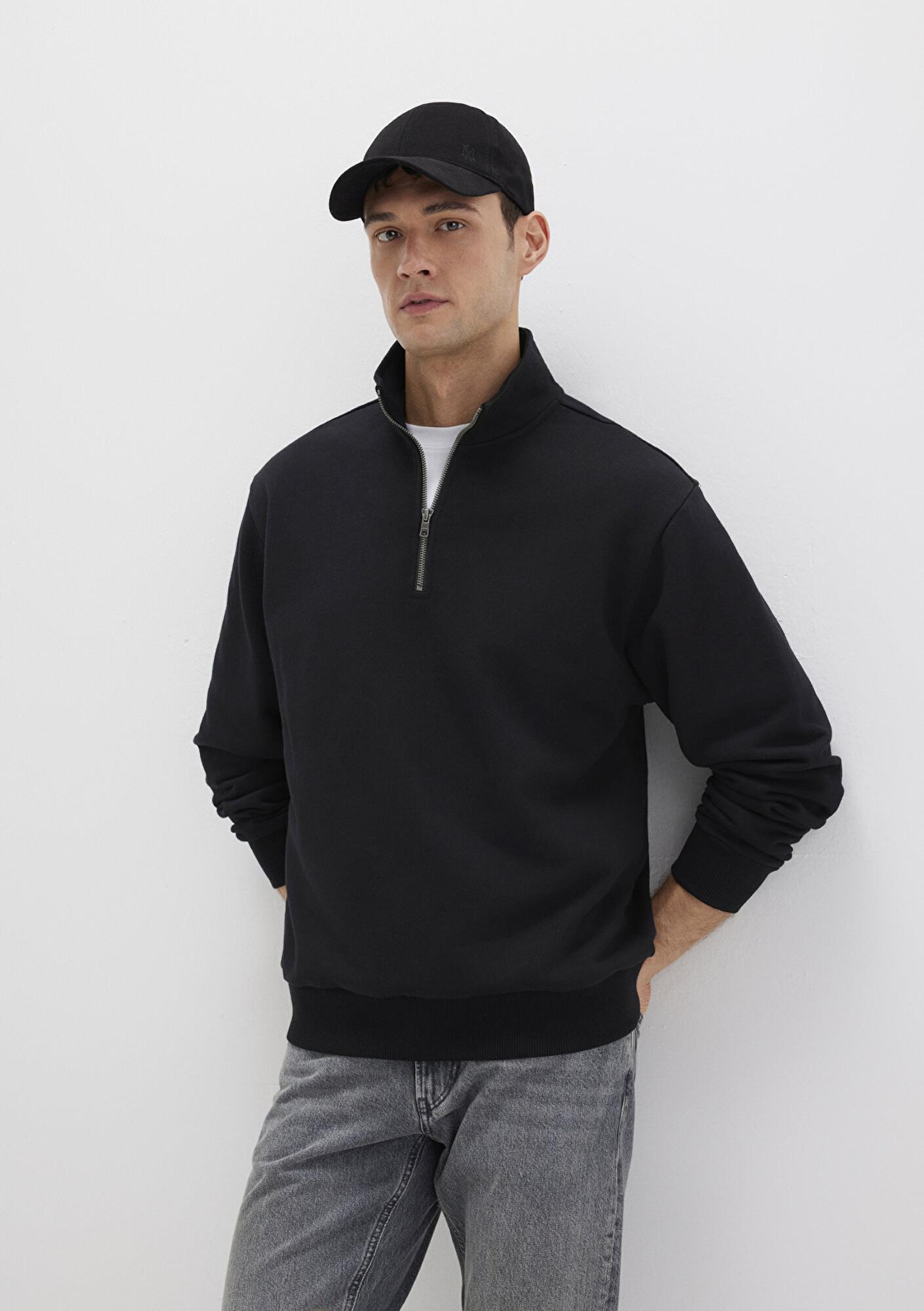 Mavi Yarı Fermuarlı Siyah Basic Sweatshirt 0S10419-900