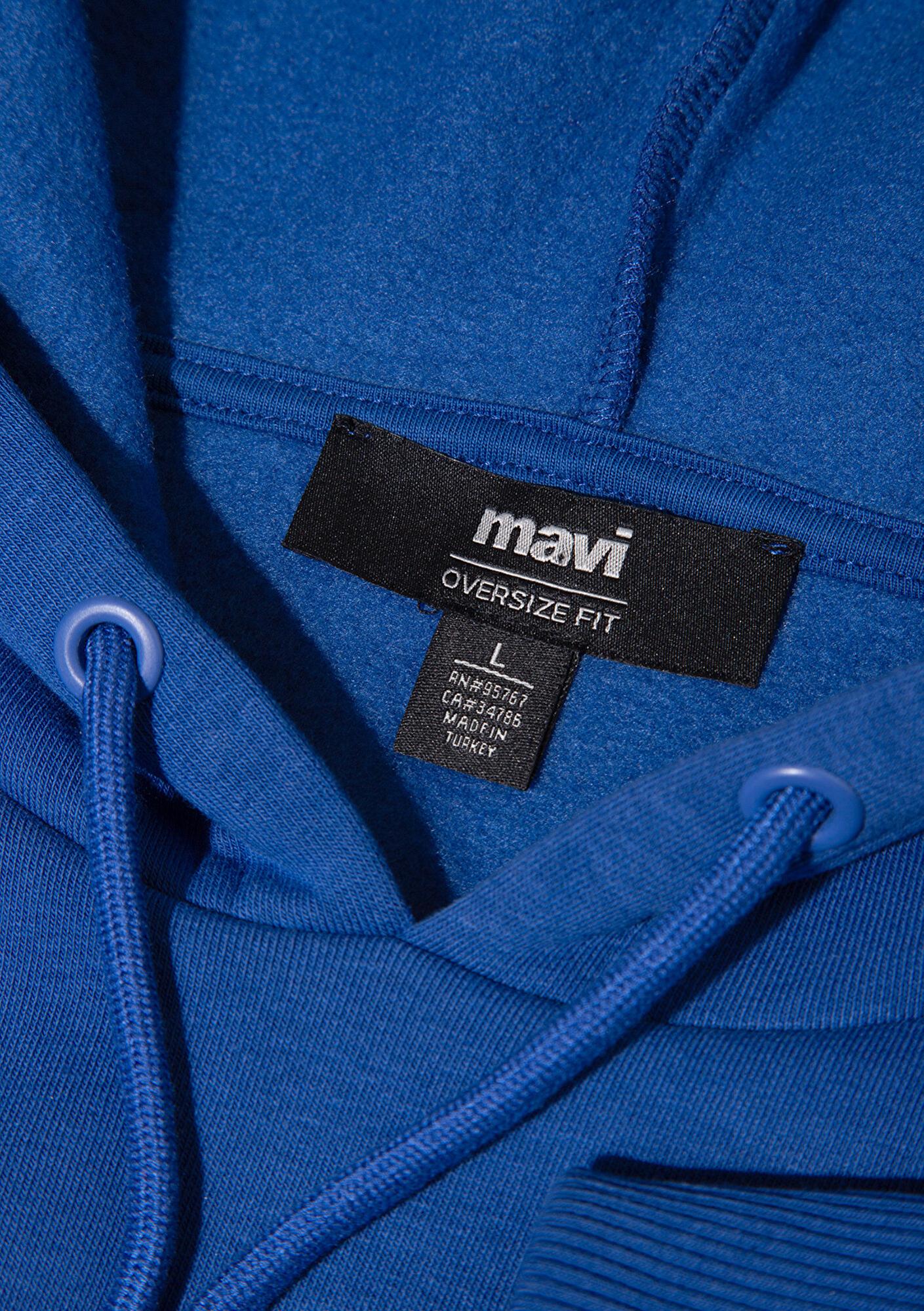 Mavi Mavi Logo Baskılı Kapüşonlu Mavi Sweatshirt 067149-70907