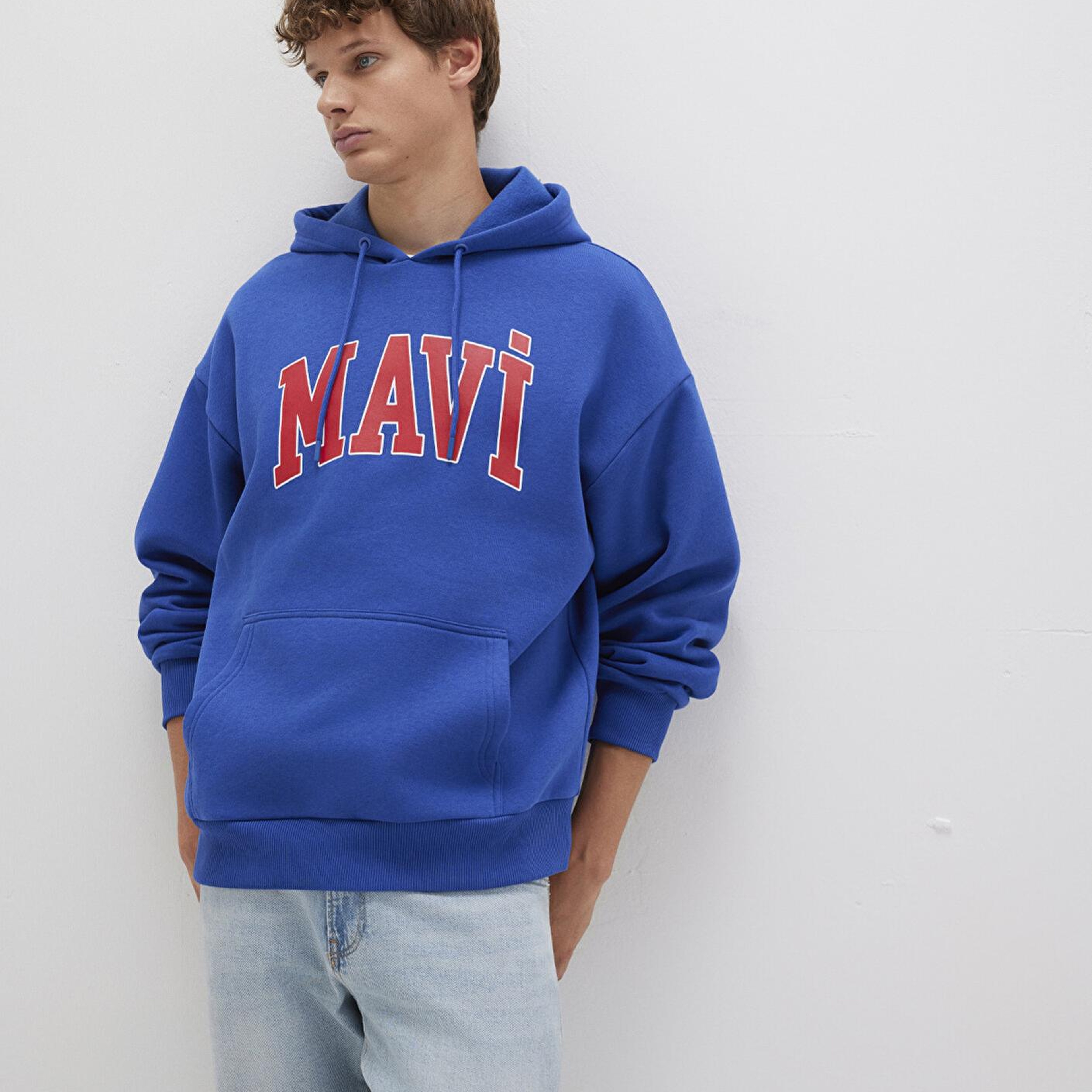 Mavi Mavi Logo Baskılı Kapüşonlu Mavi Sweatshirt 067149-70907