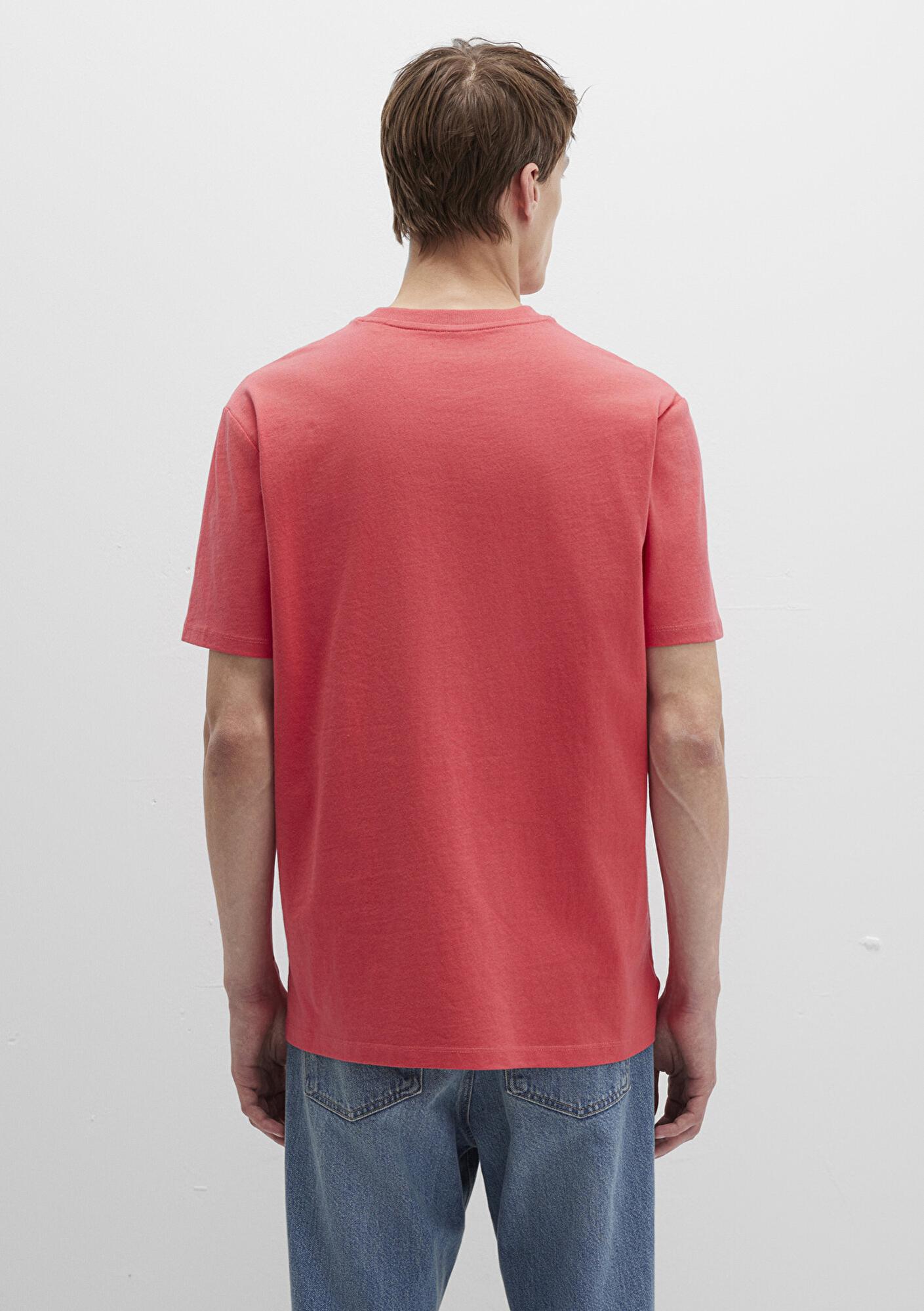 Mavi Cep Detaylı Pembe Basic Tişört Loose Fit / Bol Rahat Kesim 066248-71079