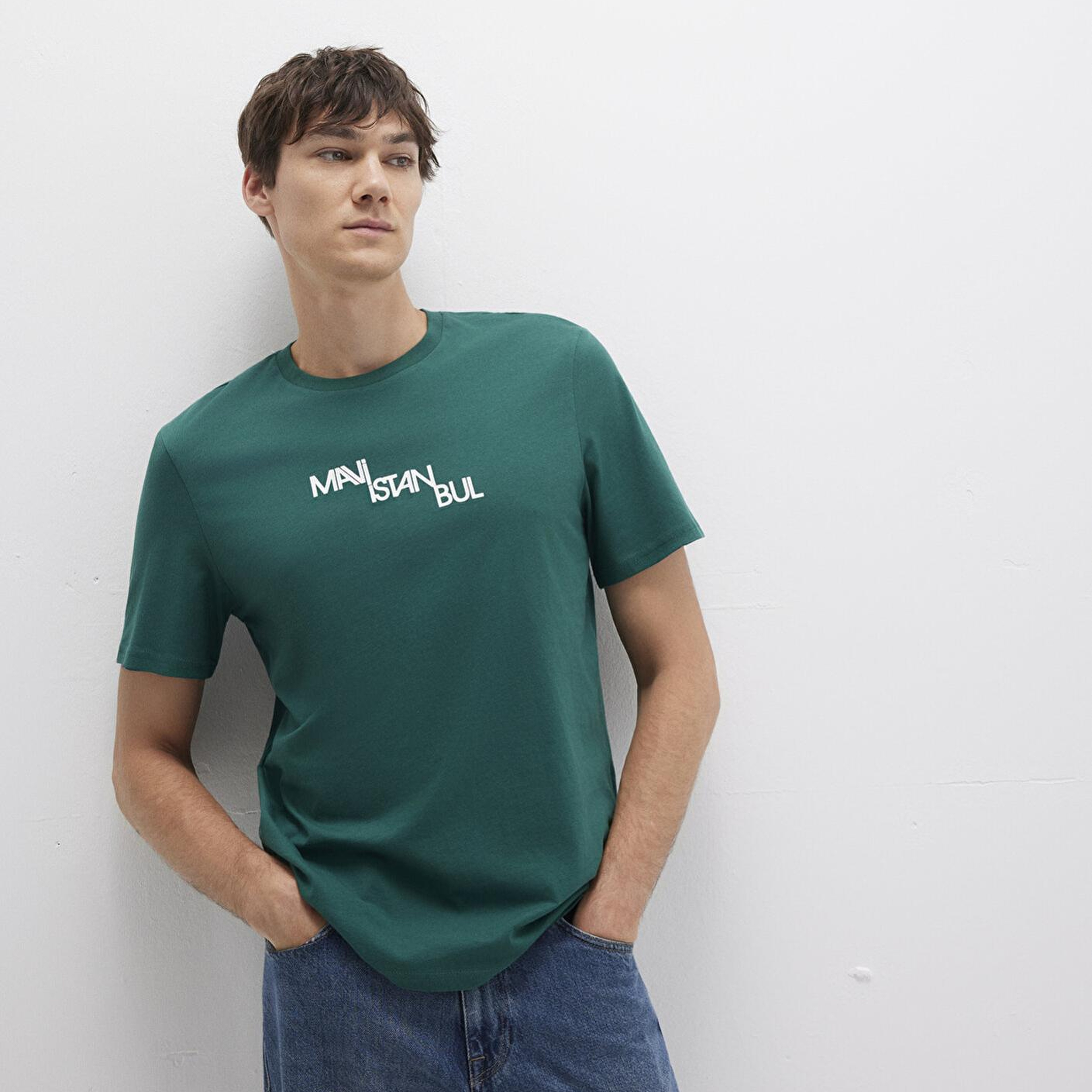 Mavi Mavi İstanbul Baskılı Yeşil Tişört Regular Fit / Normal Kesim 0612274-90960