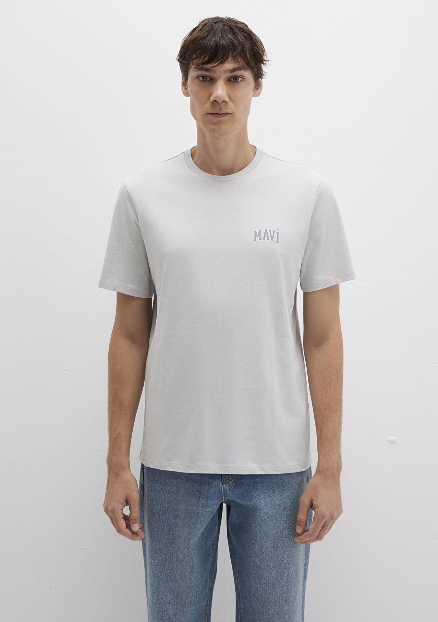 Mavi Mavi Logo Baskılı Gri Tişört Regular Fit / Normal Kesim 0611714-70074