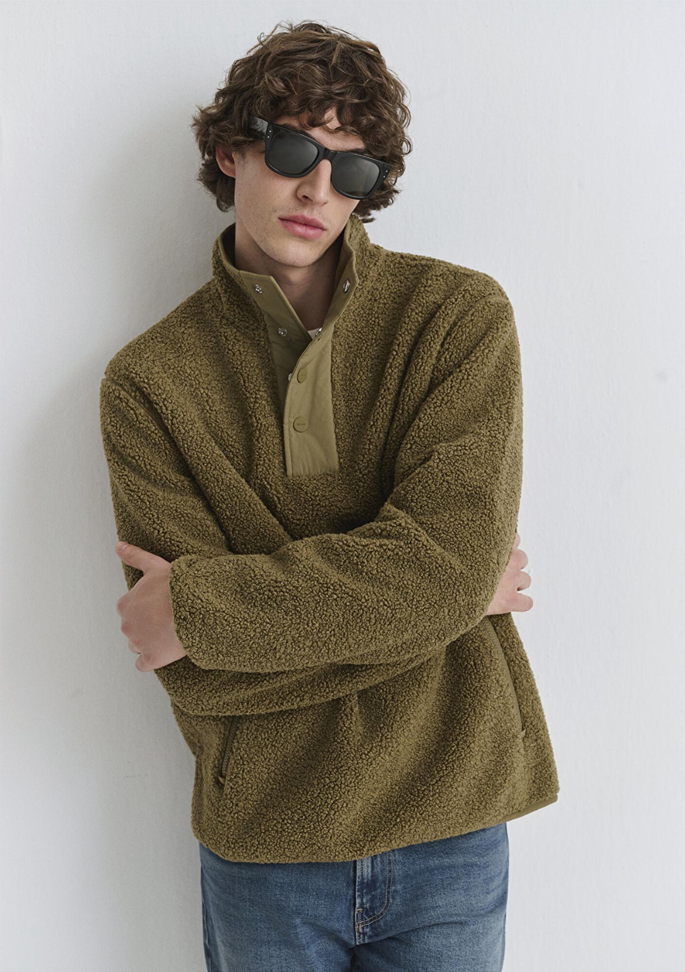 Mavi Dik Yaka Kahverengi Sweatshirt Loose Fit / Bol Rahat Kesim 0110737-70362