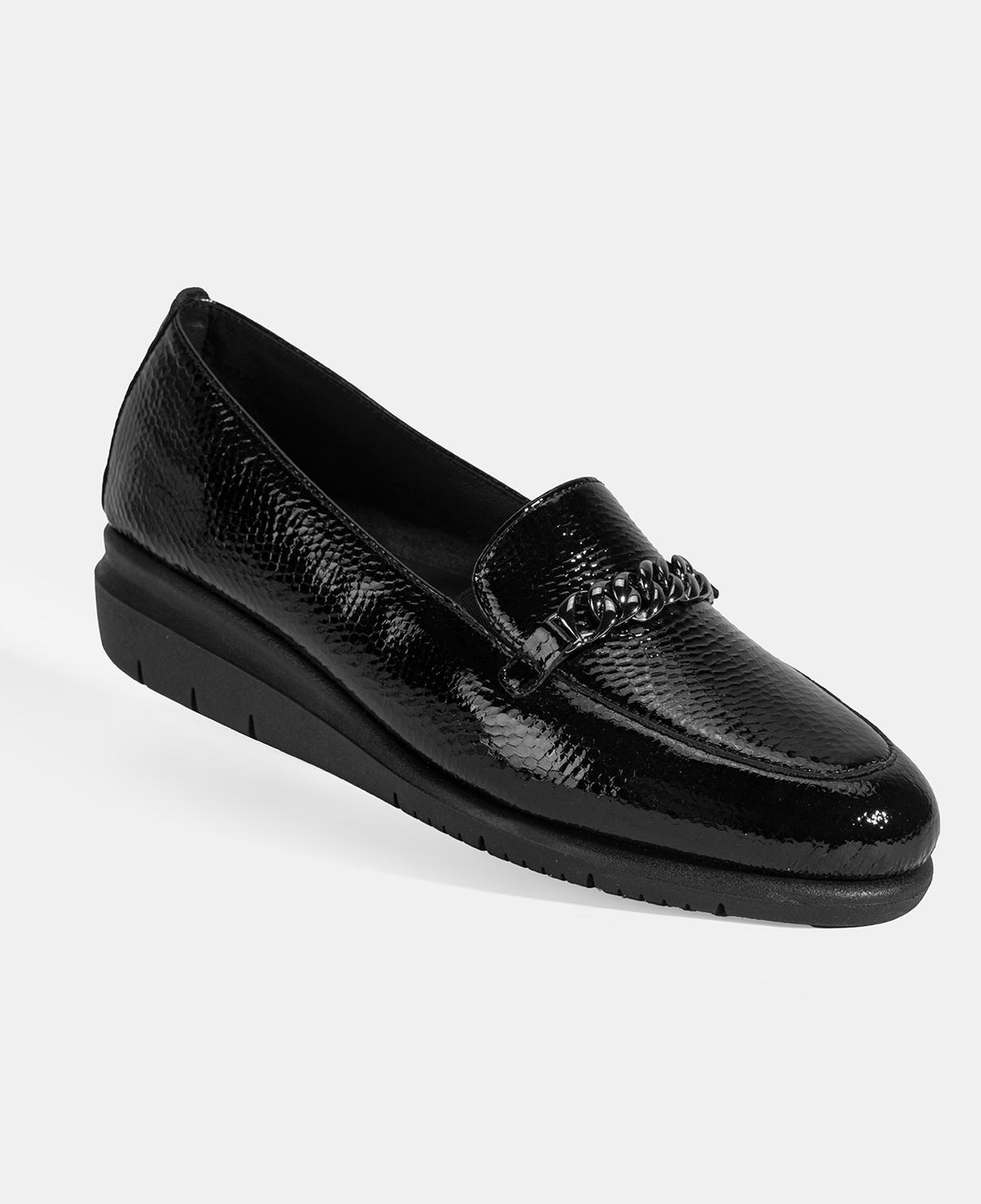 Kadın Siyah Kroko Baskılı DesaComfort Deri Ayakkabı