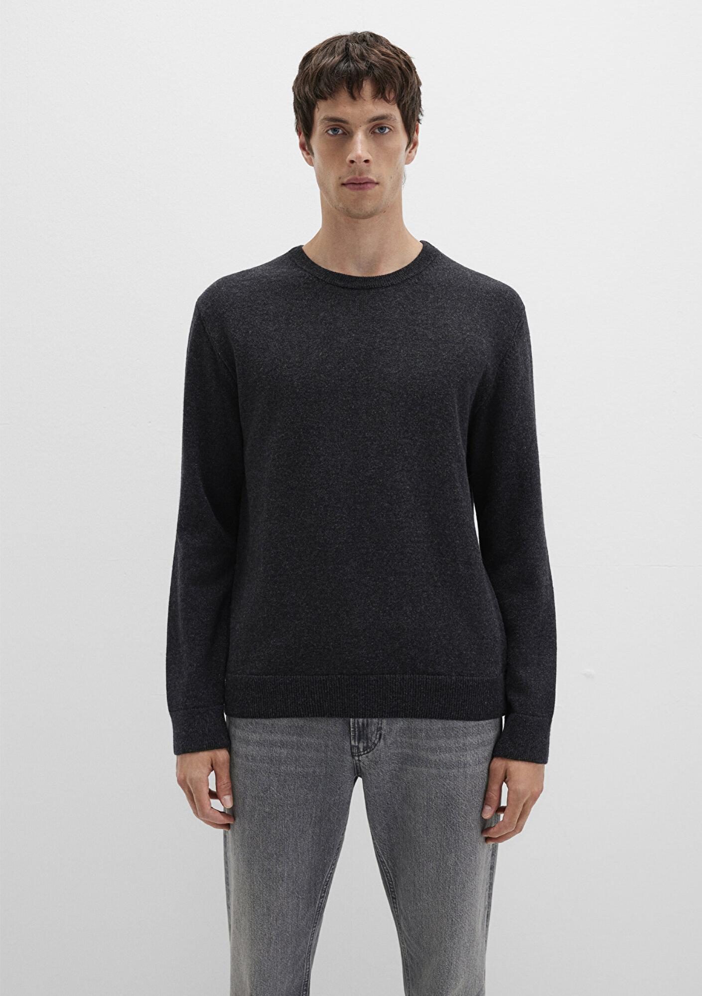 Mavi Yün Karışımlı Antrasit Kazak Regular Fit / Normal Kesim 0710370-80927