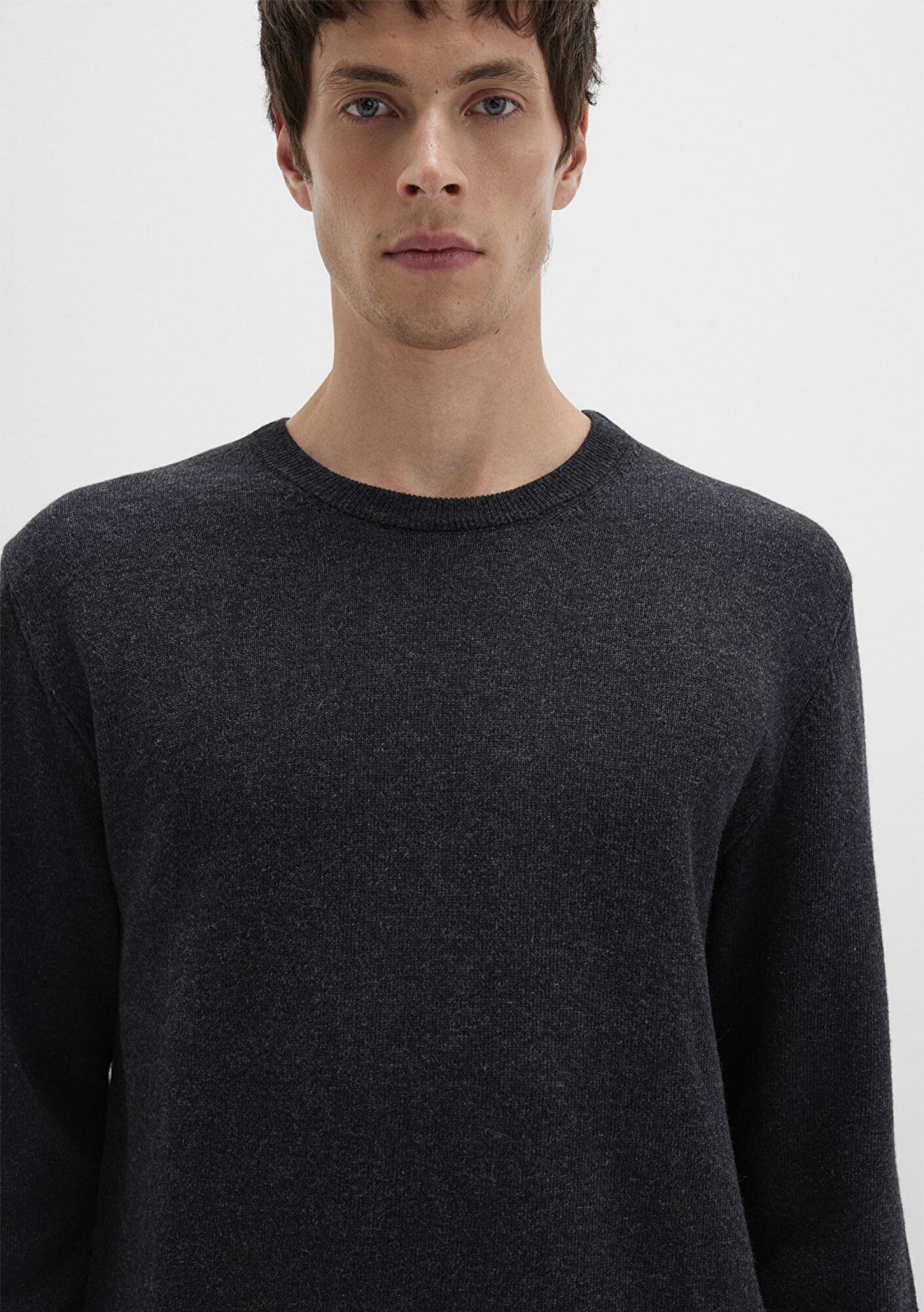 Mavi Yün Karışımlı Antrasit Kazak Regular Fit / Normal Kesim 0710370-80927