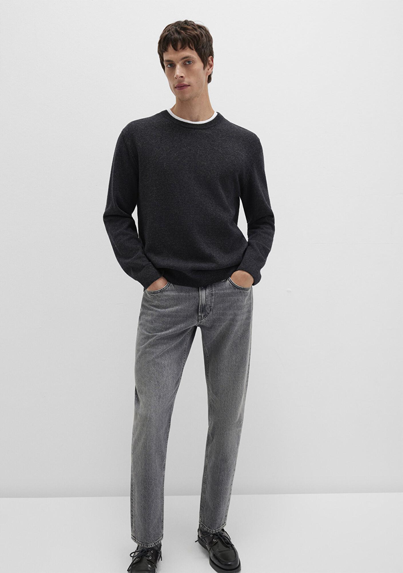 Mavi Yün Karışımlı Antrasit Kazak Regular Fit / Normal Kesim 0710370-80927