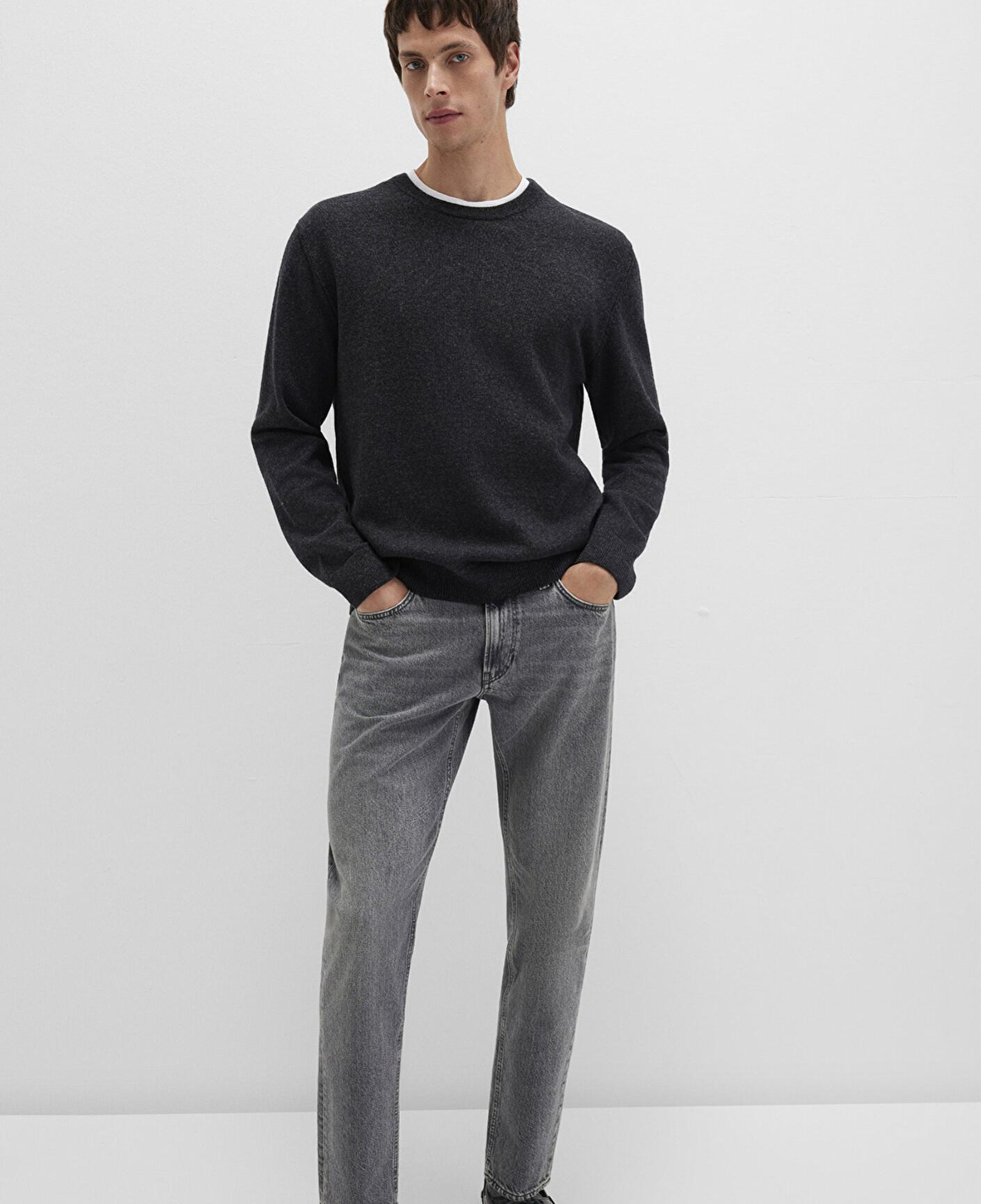 Mavi Yün Karışımlı Antrasit Kazak Regular Fit / Normal Kesim 0710370-80927