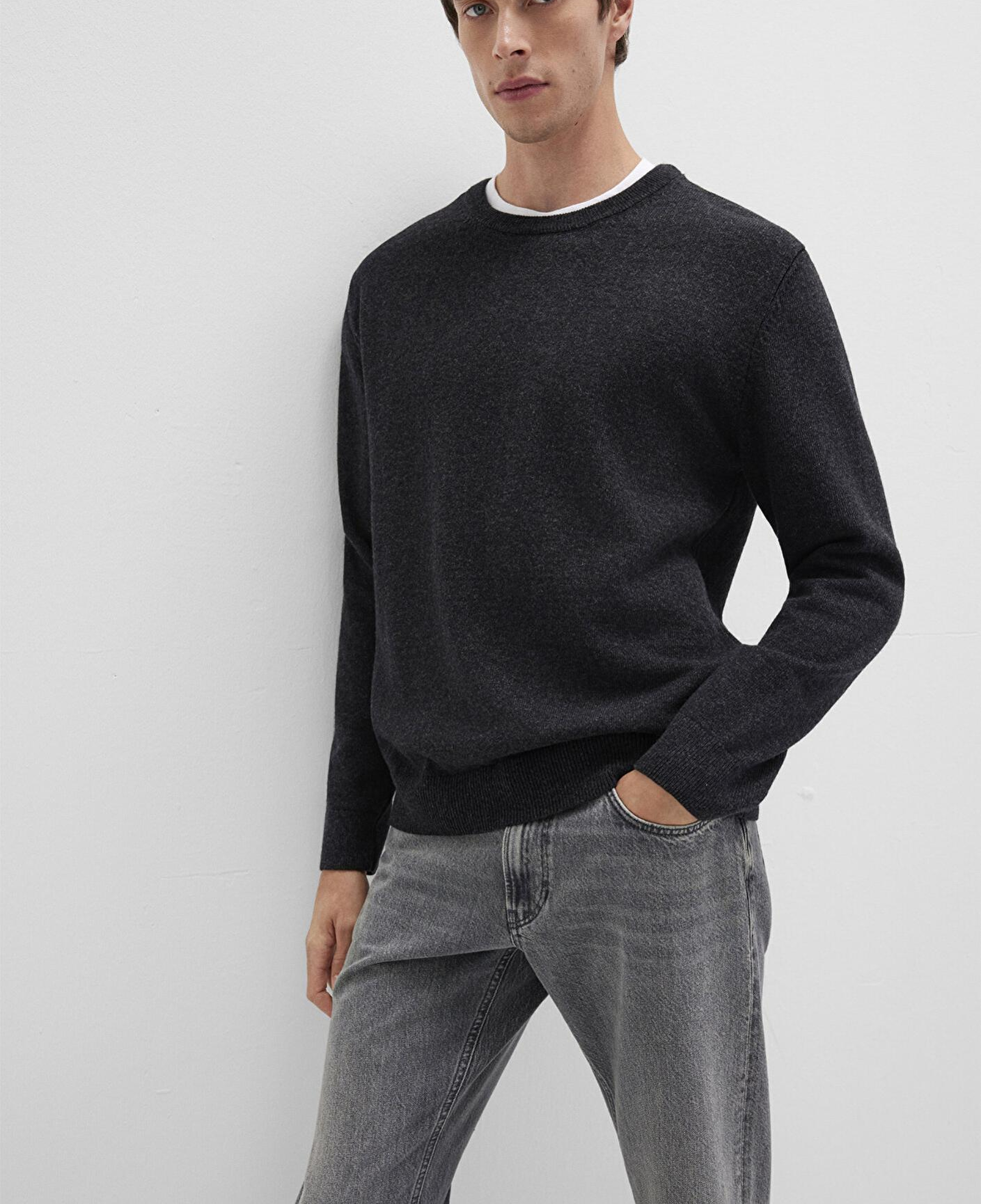 Mavi Yün Karışımlı Antrasit Kazak Regular Fit / Normal Kesim 0710370-80927