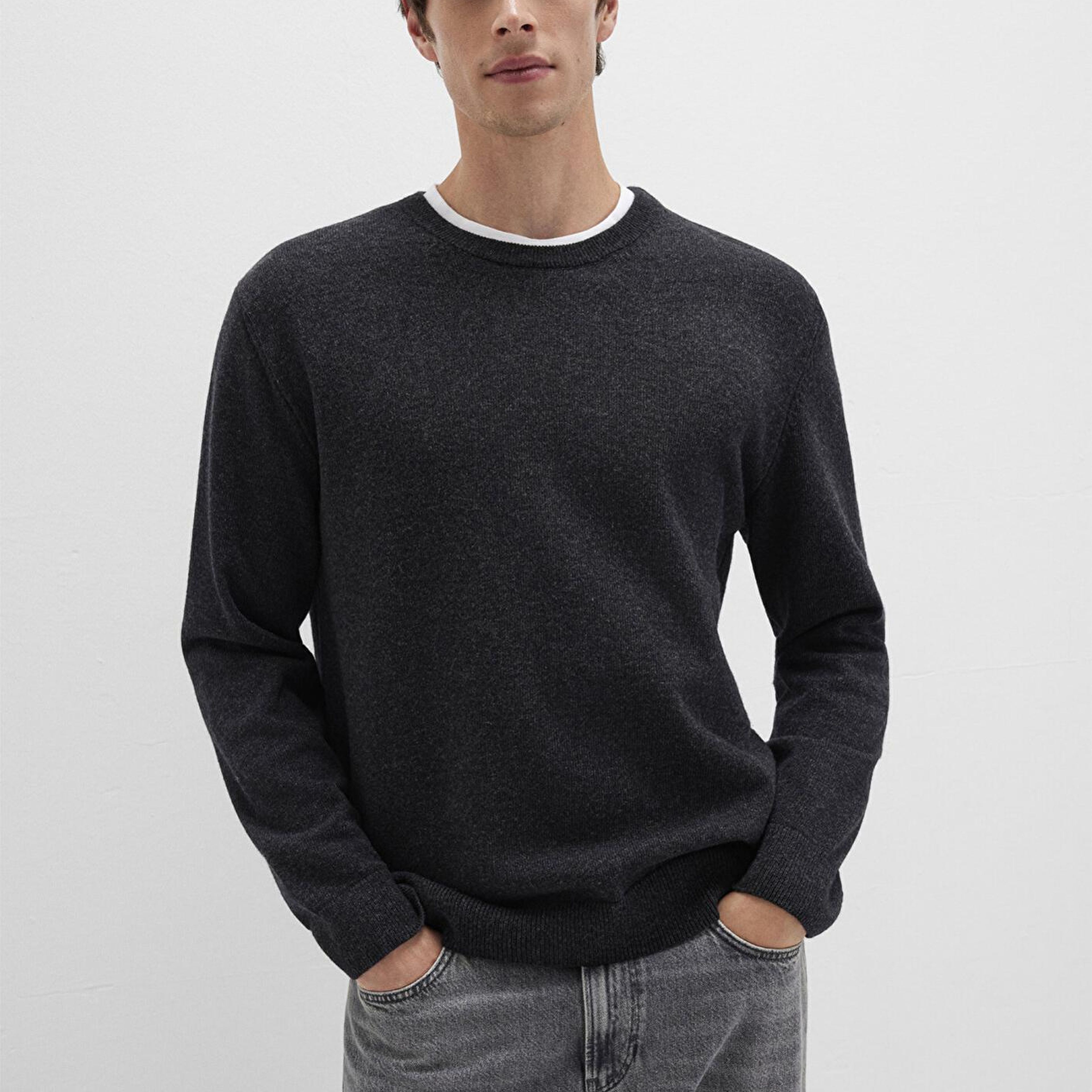 Mavi Yün Karışımlı Antrasit Kazak Regular Fit / Normal Kesim 0710370-80927