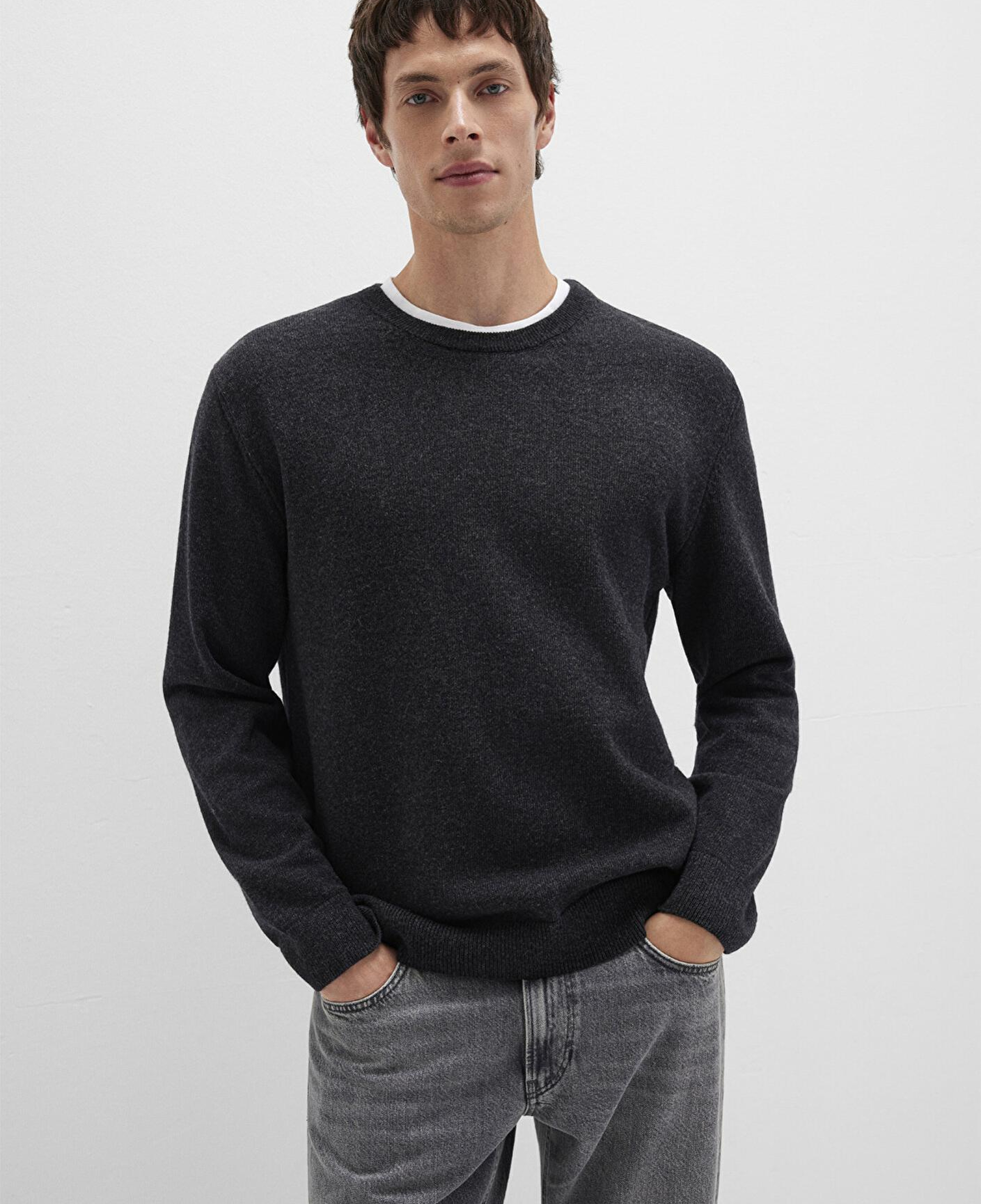 Mavi Yün Karışımlı Antrasit Kazak Regular Fit / Normal Kesim 0710370-80927