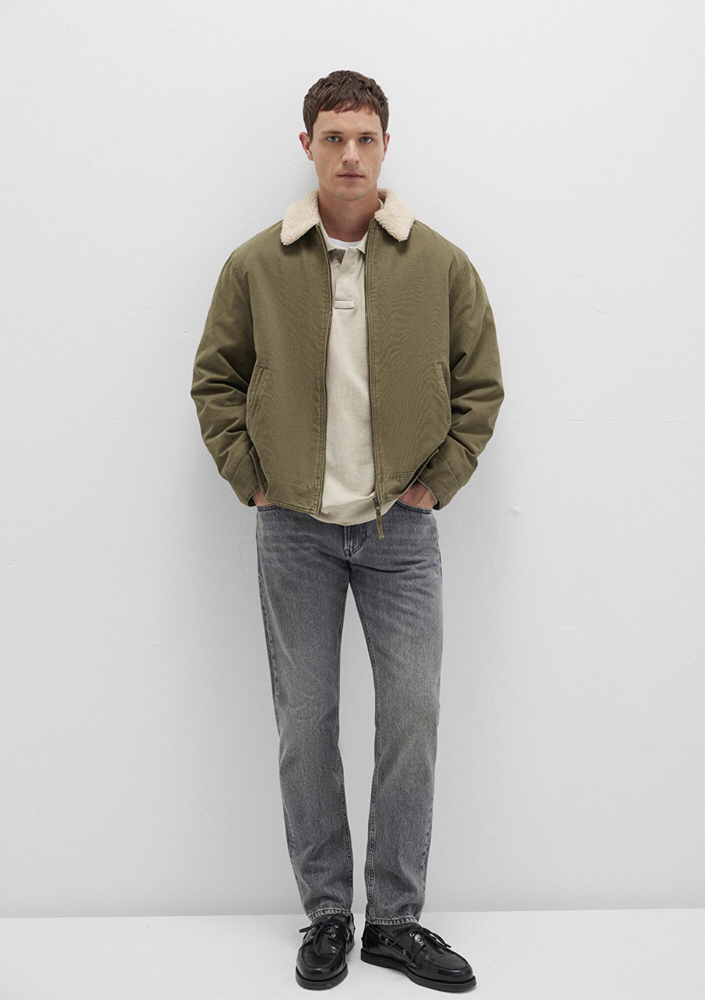 Mavi Suni Kürk Detaylı Yeşil Ceket Loose Fit / Bol Rahat Kesim 0110627-87538