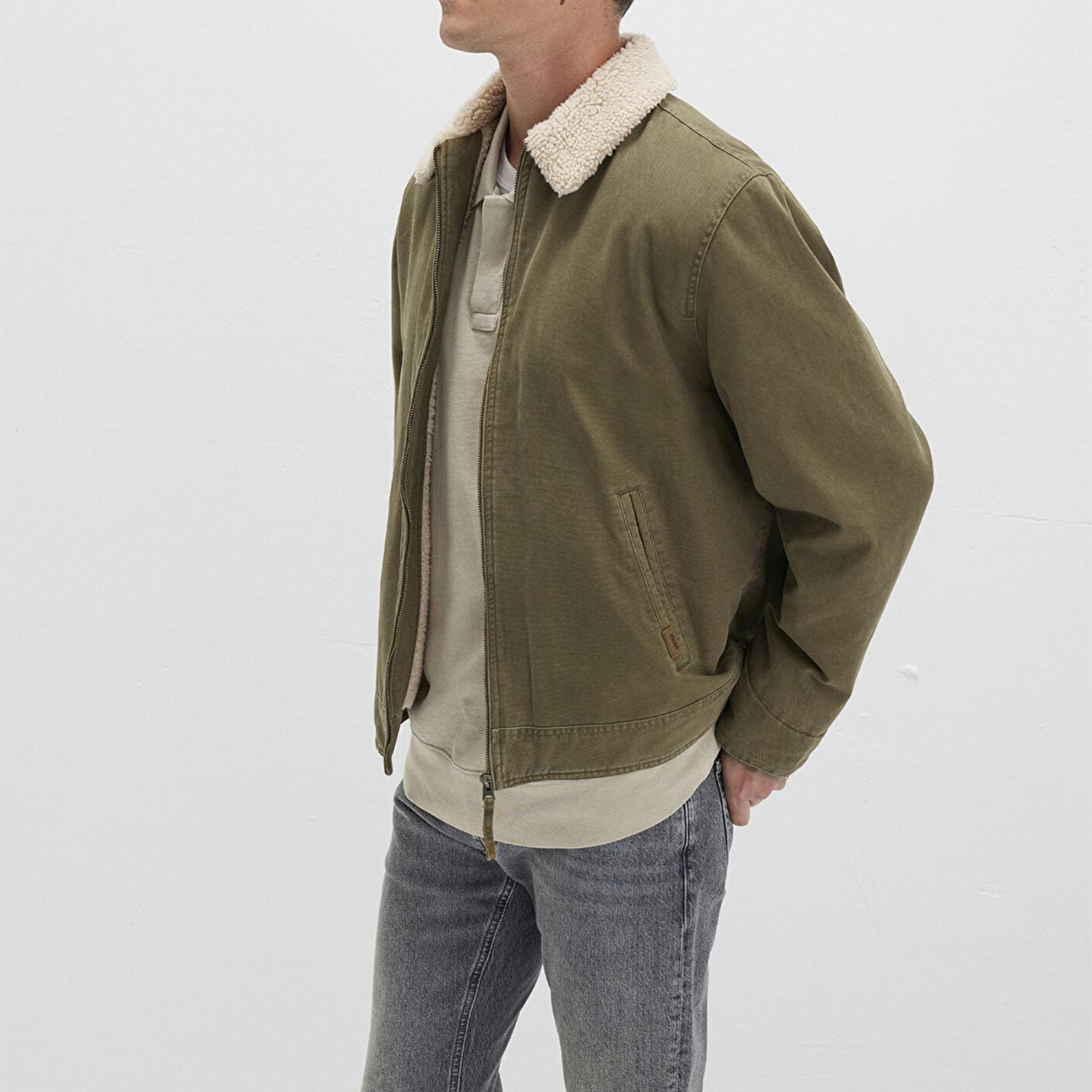 Mavi Suni Kürk Detaylı Yeşil Ceket Loose Fit / Bol Rahat Kesim 0110627-87538