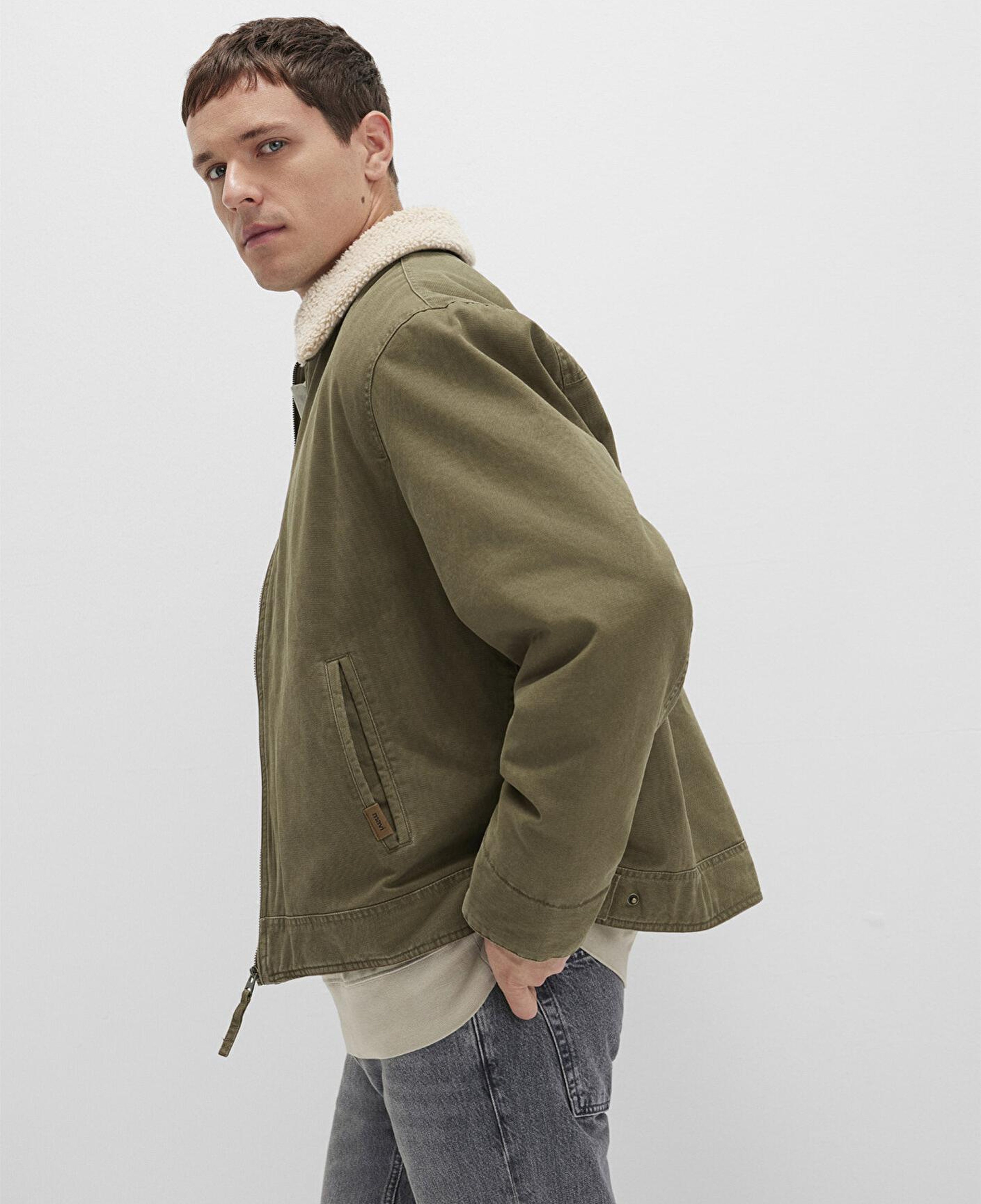 Mavi Suni Kürk Detaylı Yeşil Ceket Loose Fit / Bol Rahat Kesim 0110627-87538