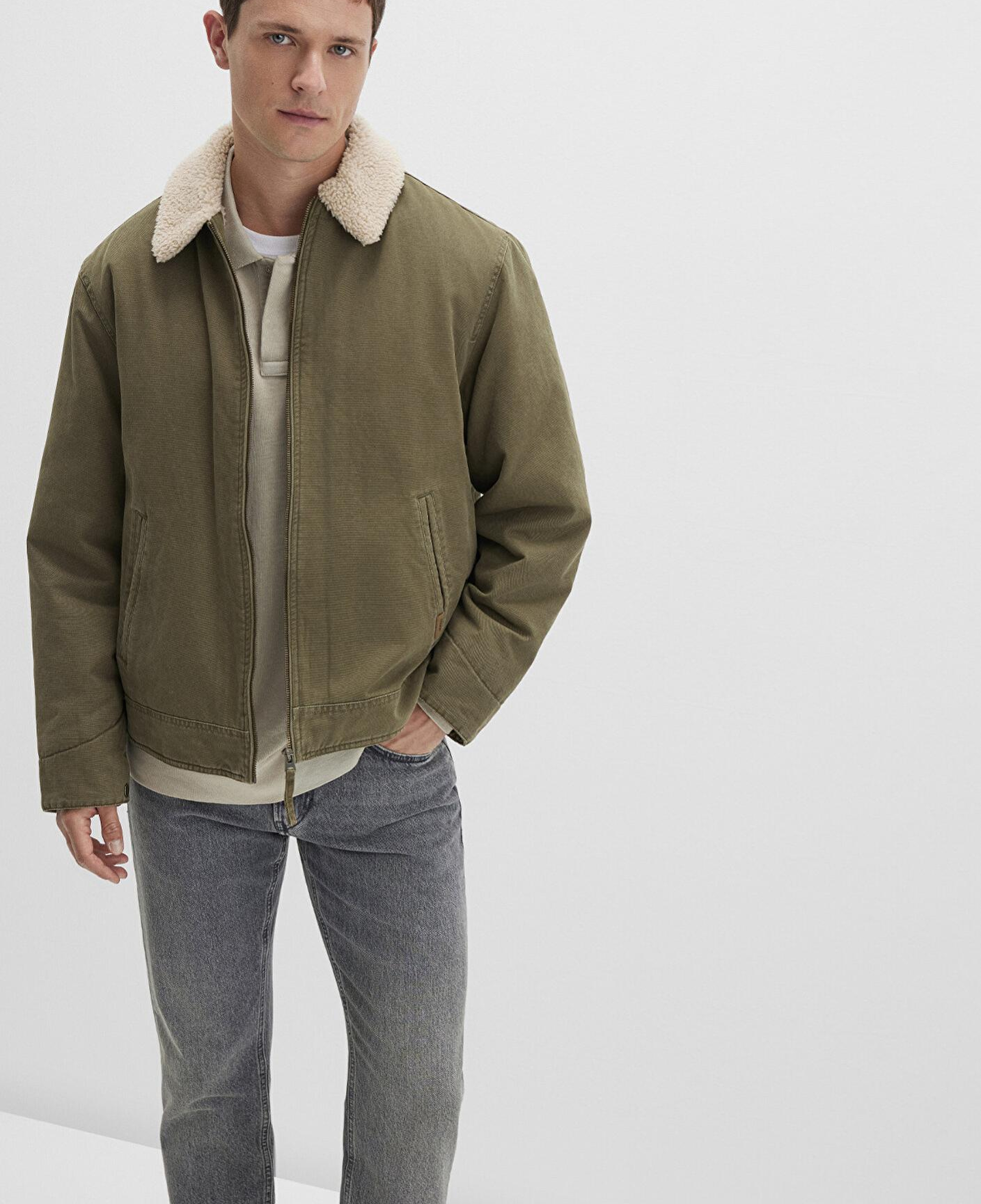 Mavi Suni Kürk Detaylı Yeşil Ceket Loose Fit / Bol Rahat Kesim 0110627-87538